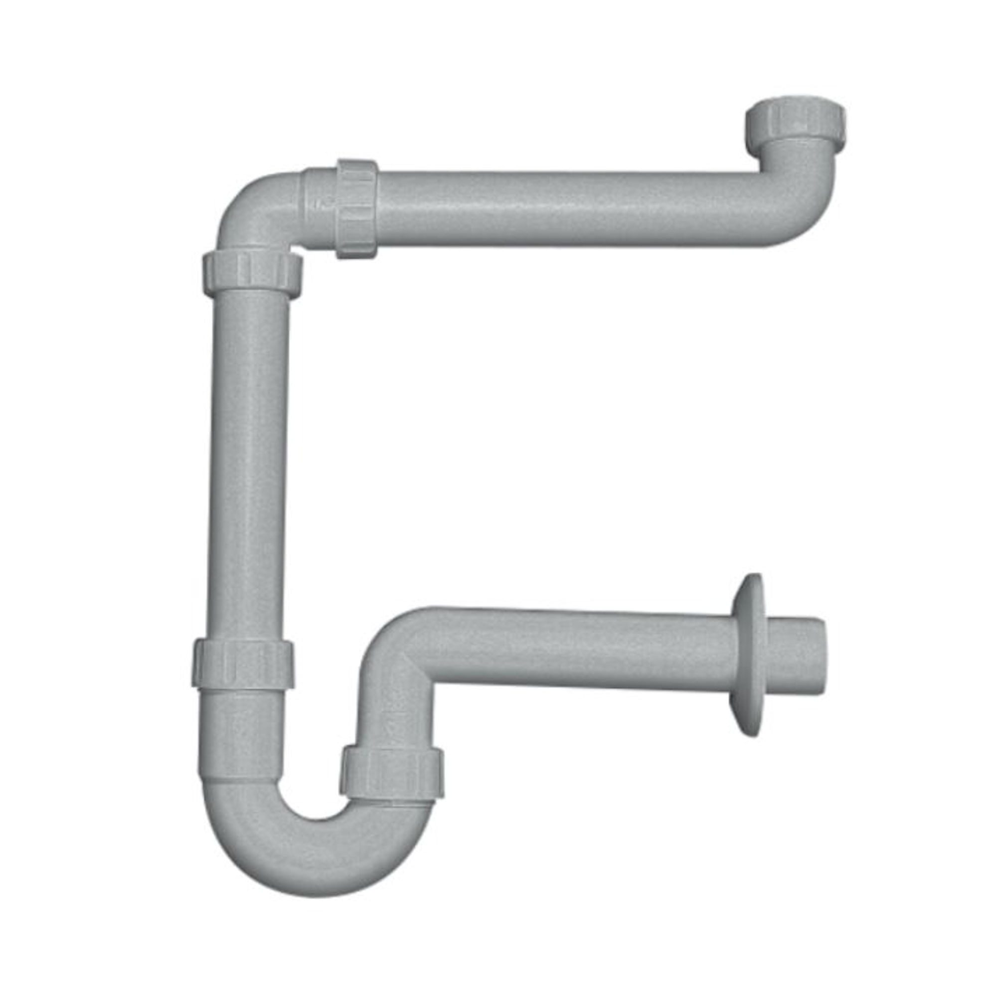 Siphon PP-Raumsparsiphon Greta 2959, 1 1/2 und 1 1/4 Zoll DN 40, grau