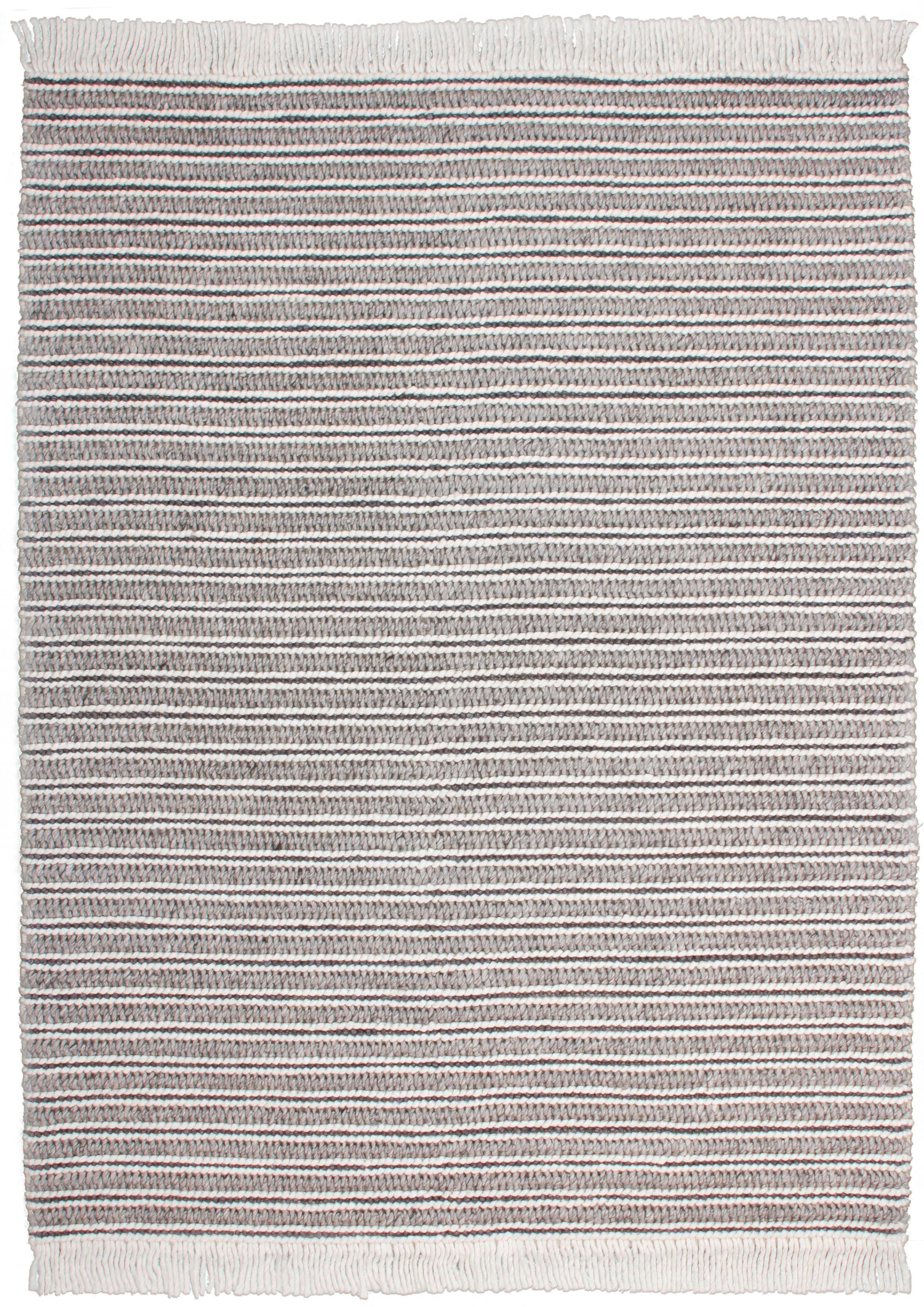 calo-deluxe Teppich Bature 200, rechteckig, Höhe: 10 mm, Wolle mit Viskose und Fransen, Wohnzimmer