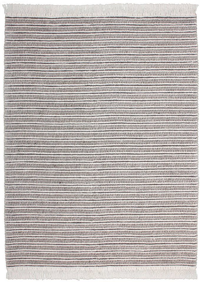 Teppich Bature 200, calo-deluxe, rechteckig, Höhe: 10 mm, Wolle mit Viskose  und Fransen, Wohnzimmer
