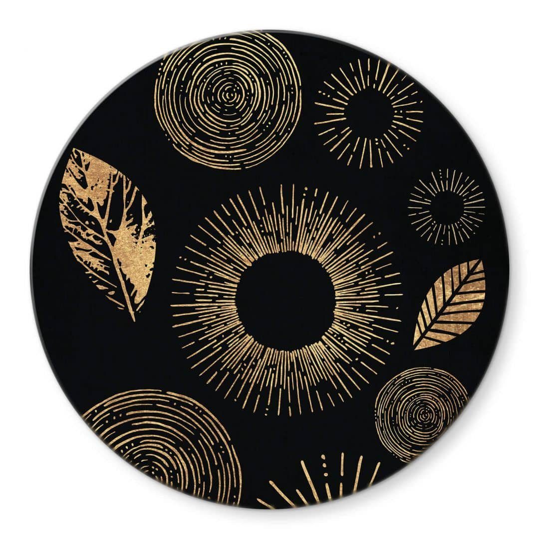 K&L Wall Art Glasbild Glas Wandbild Rund Glasbild Kunstdruck Kubistika Schimmer, Wandschutz Deko Bilder, Wohnzimmer Wanddeko aus Glas moderne Glasbilder inkl. Wandhalterung