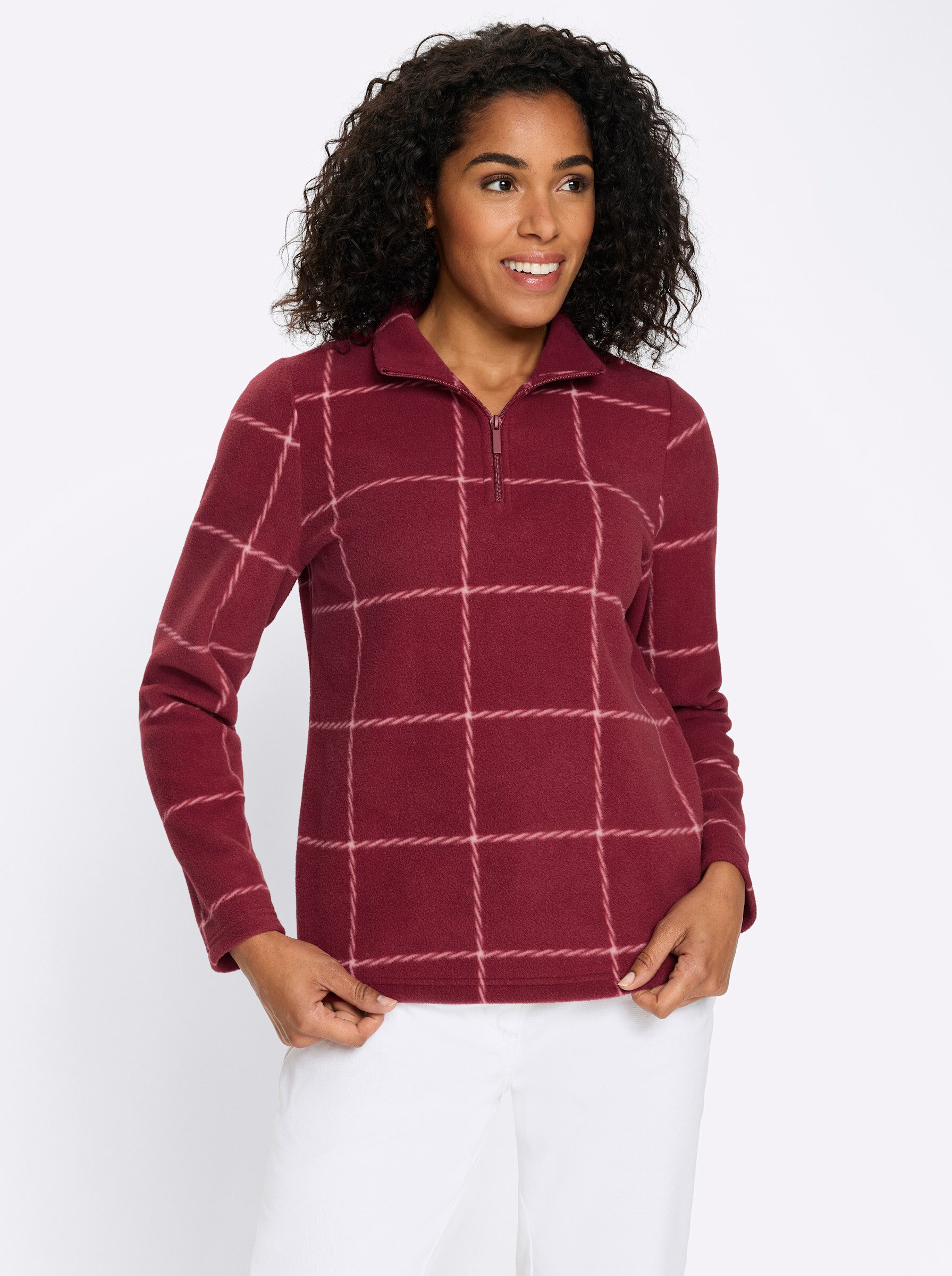 Sieh an! Fleeceshirt Fleece-Shirt Langarm Länge ca. 66 cm
