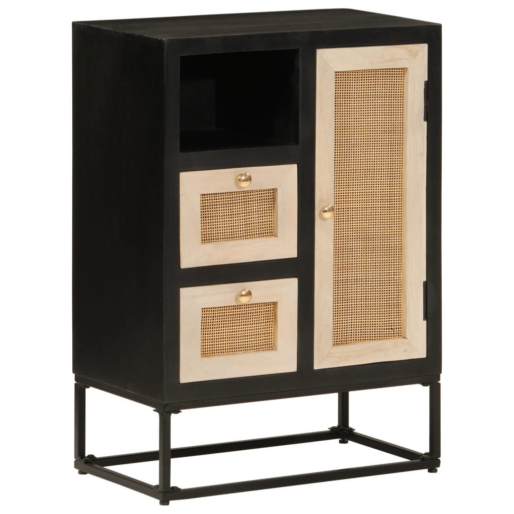 vidaXL Schranksystem Sideboard Schwarz 55x30x76 cm Massivholz und Eisen (1-St)