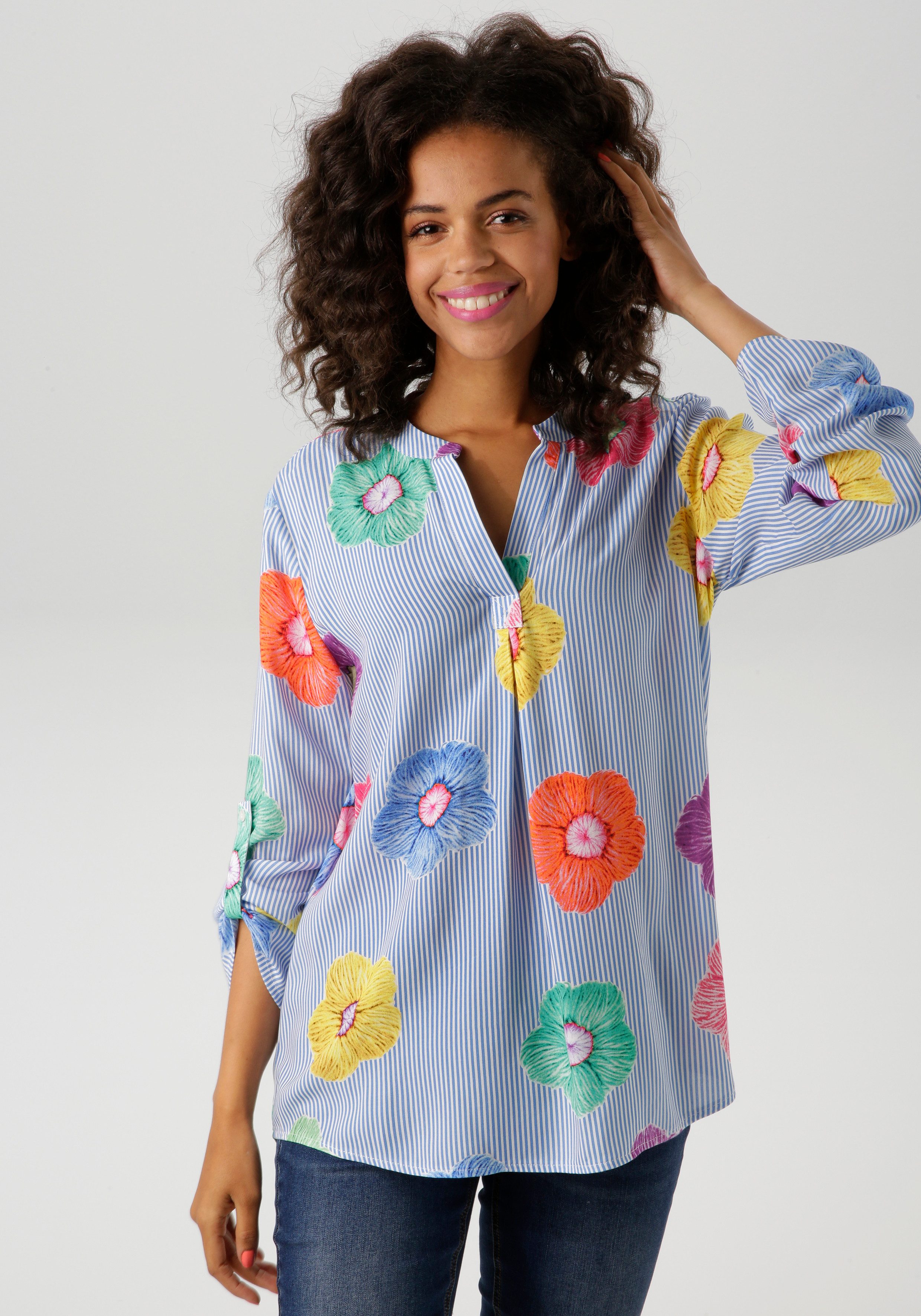 Aniston CASUAL Schlupfbluse gestreift und mit günstig online kaufen