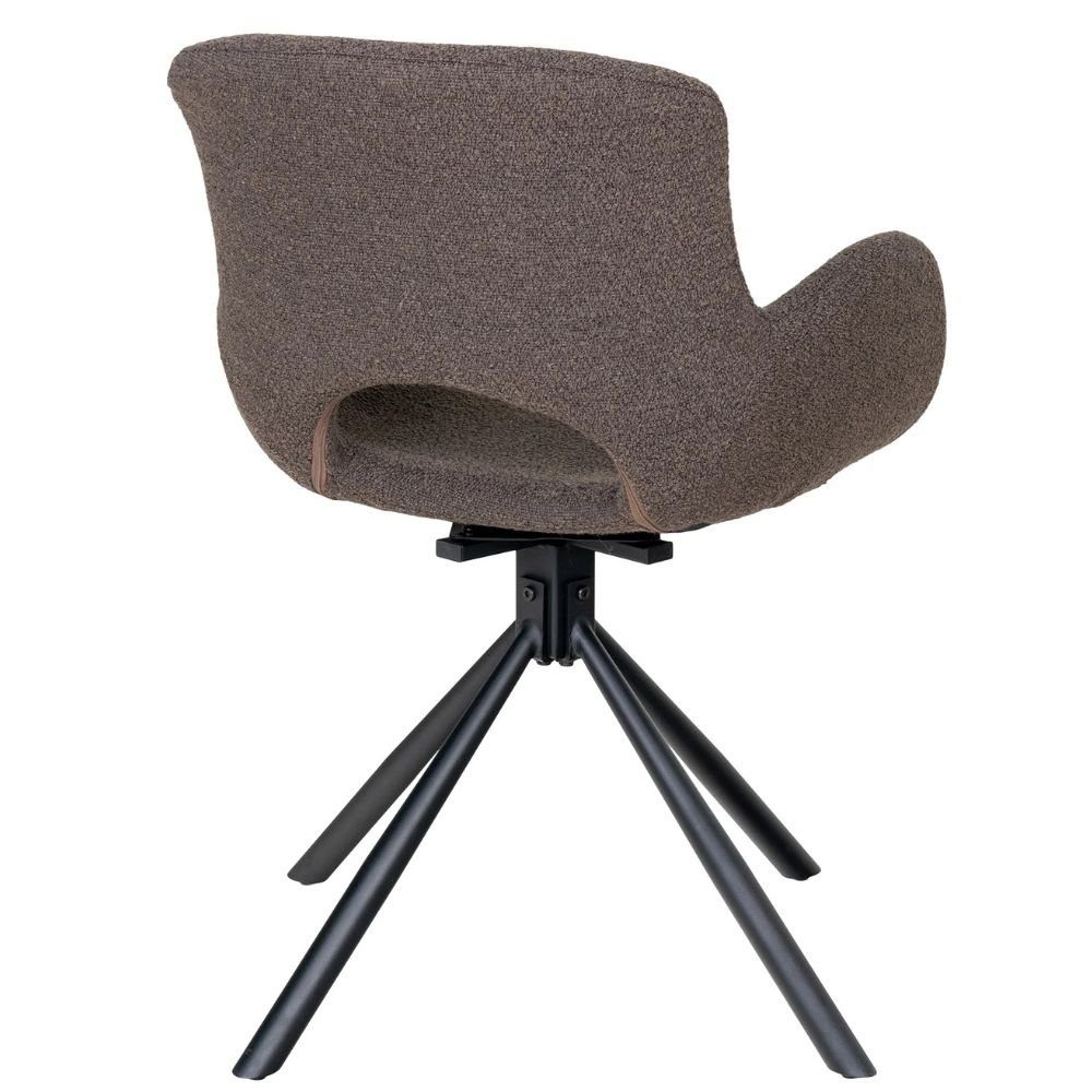 LebensWohnArt Stuhl Drehbares 2er MORIM Design mushroom-braun Bouclé-Stoff - Stuhl Set