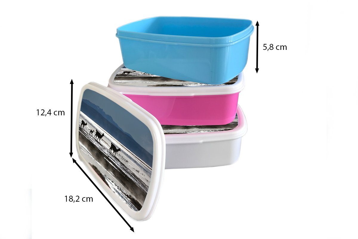MuchoWow Lunchbox Brotdose Berg Mädchen, rosa Kinder, - Snackbox, (2-tlg), für Erwachsene, Wasser, Alpakas - Kunststoff Kunststoff, Brotbox