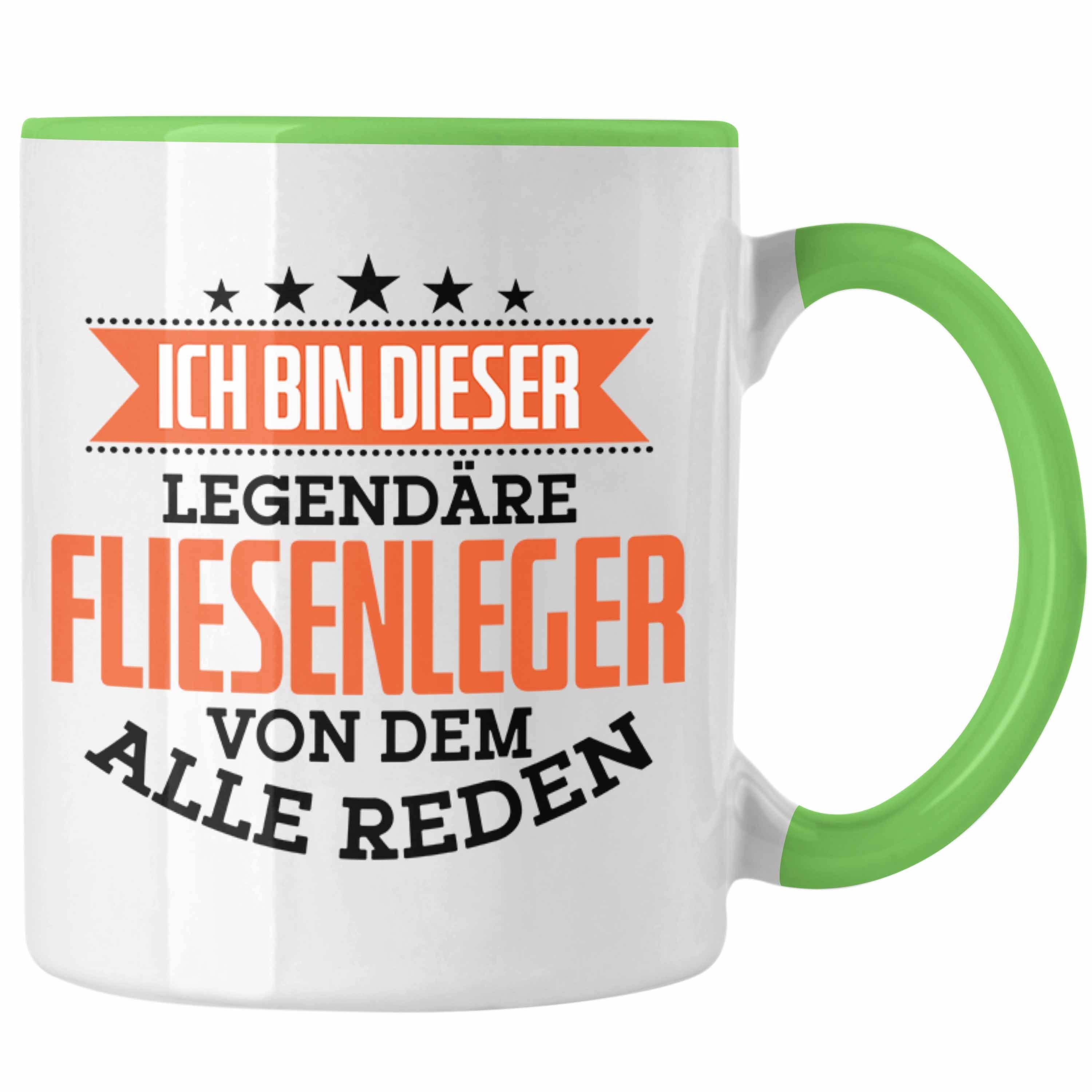 Trendation Tasse Fliesenleger Tasse Geschenk Legendäre Geschenkidee Spruch Grün Fliesenleger