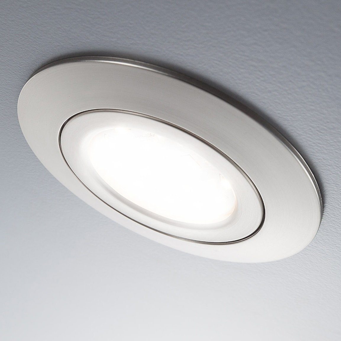 Einbauleuchte schwenkbar, matt-nickel LED Warmweiß, LED fest 5W ultra-flach, integriert, B.K.Licht Kiro, Deckenbauspots