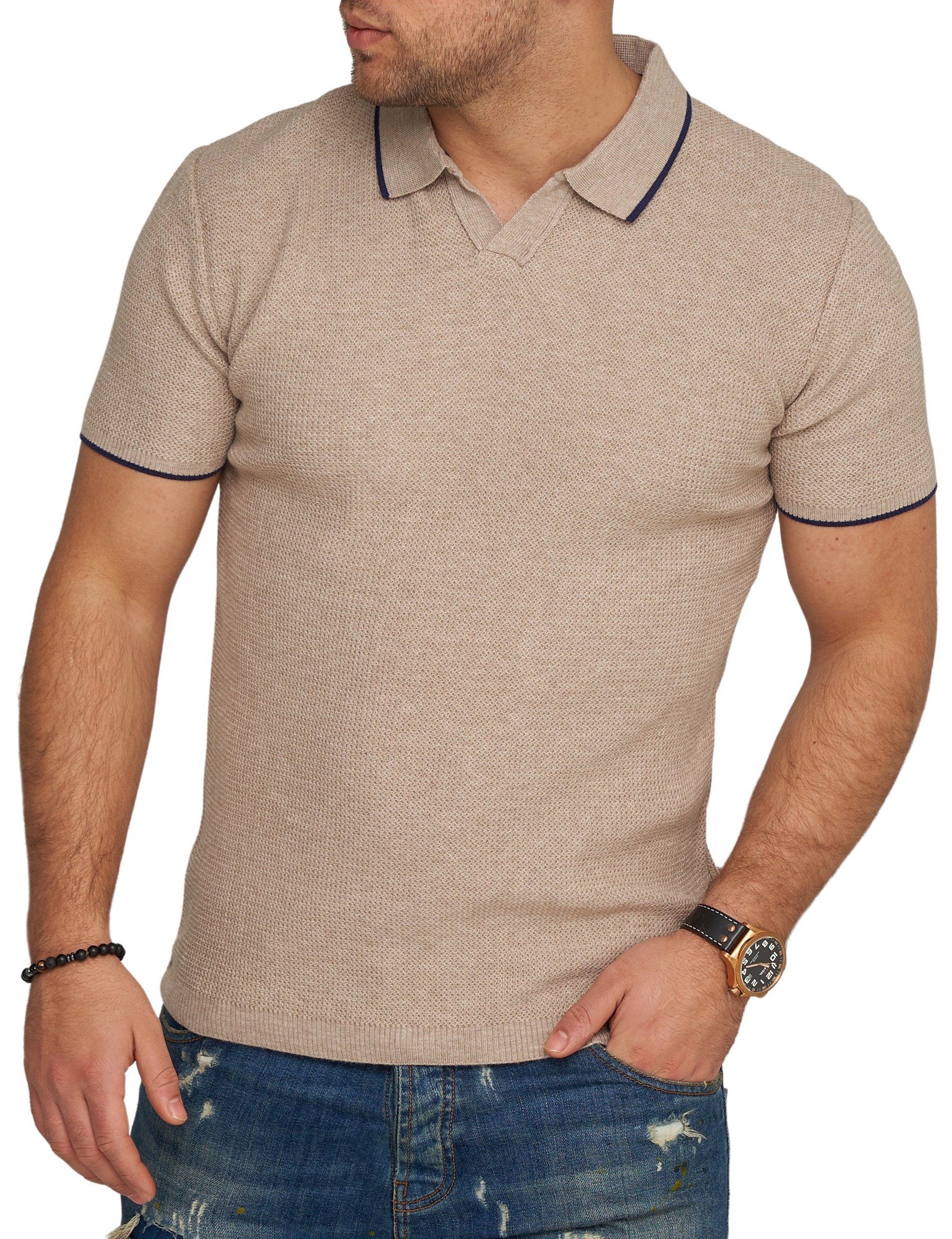 CARISMA Poloshirt CRCANOAS Strick Kurzarm Polo T-Shirt Beige