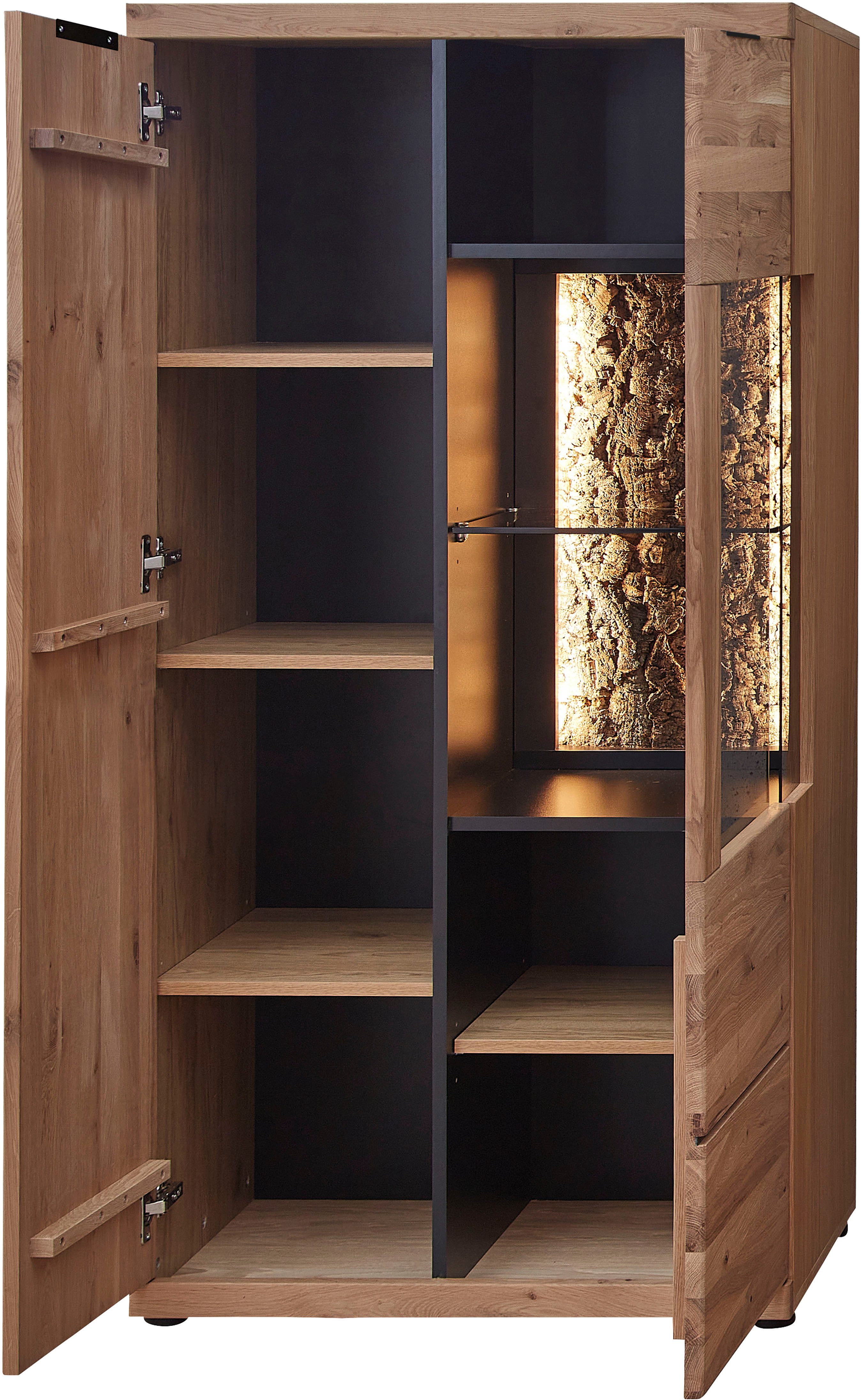 Innostyle Vitrine Donna Vitrine, 75x148x42 (BxHxT) (1-St) Beleuchtung bestellbar, 2 türig, Softclose, Echtkork Absetzung