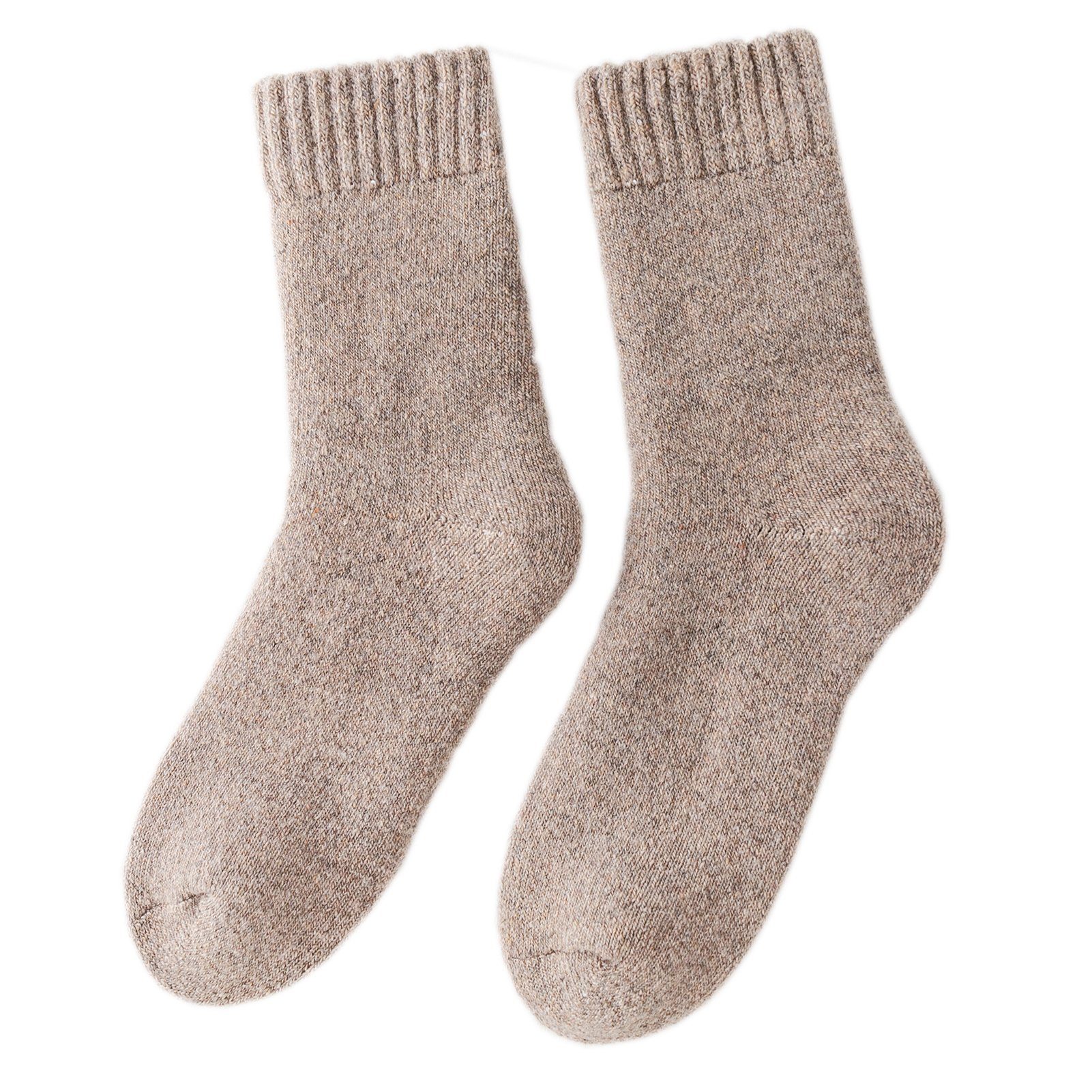 Yalion Langsocken WollSocken Warme Socken Damen Herren, Dicke Weich Wintersocken 1 Paar warm halten Khaki