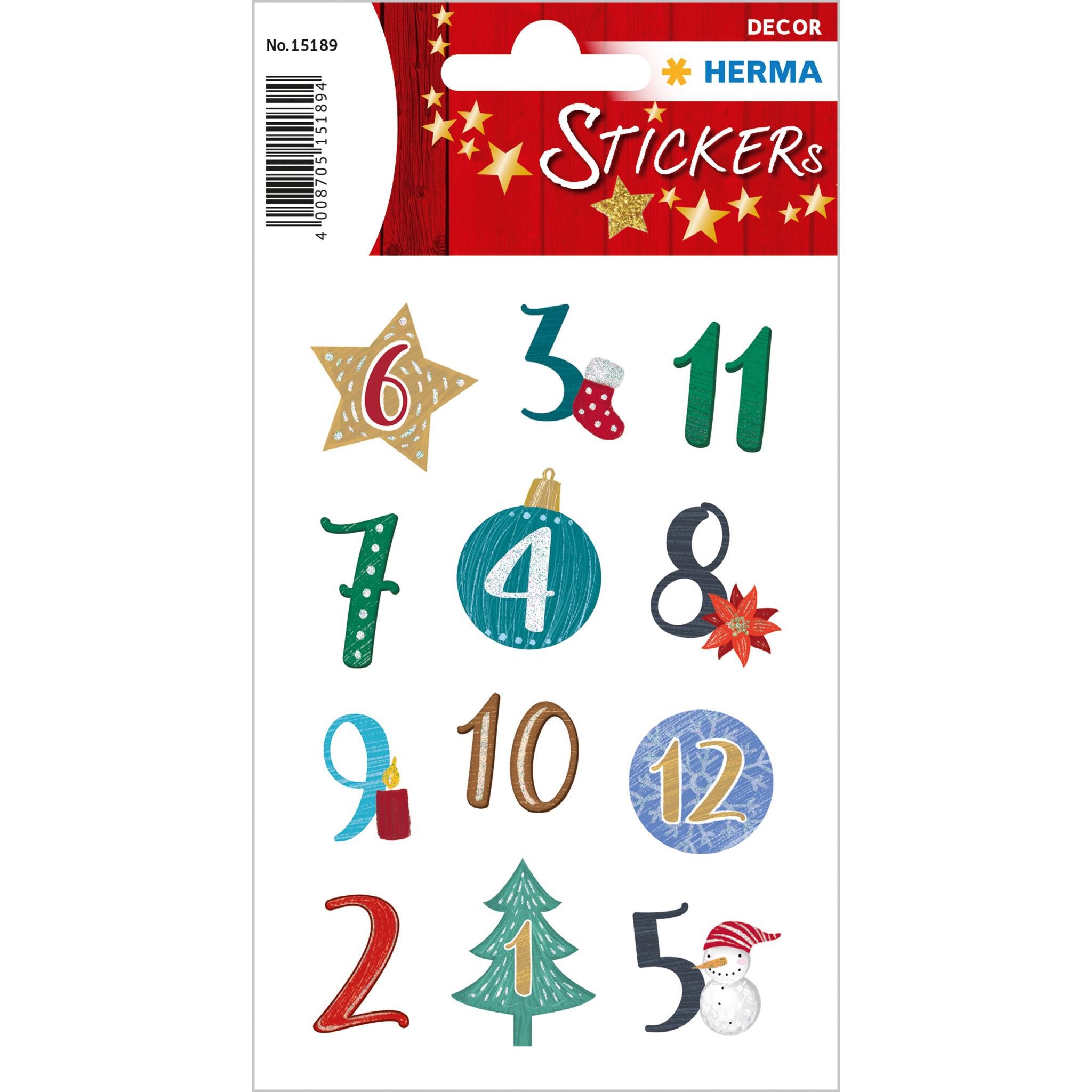 HERMA Наклейки Herma Наклейки DECOR Weihnachten Adventskalenderzahlen-Symbole