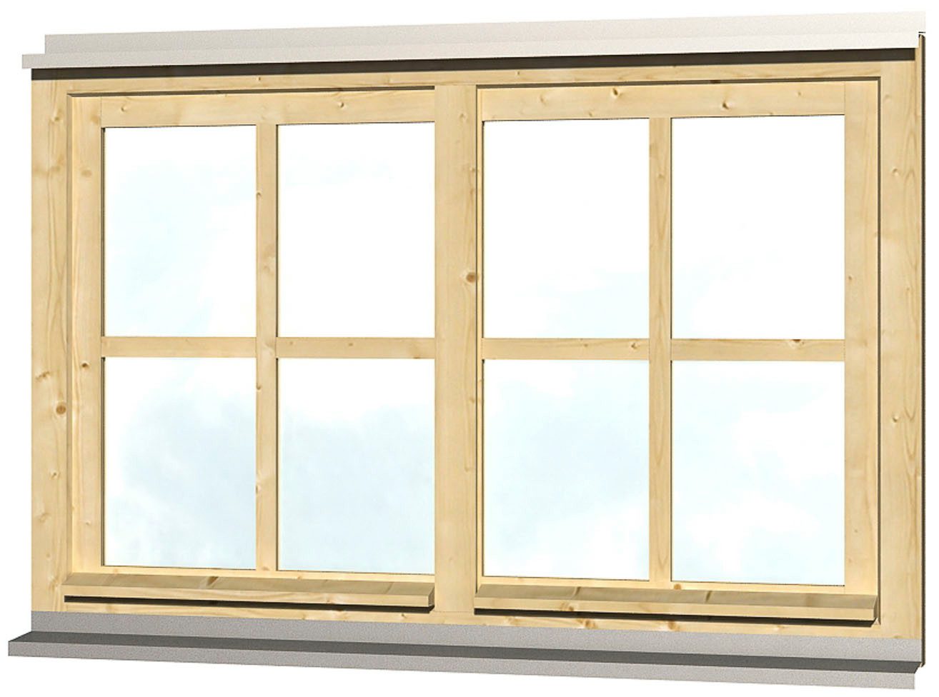 Skanholz Fenster Doppelfenster, für Carports, 132,4 x 82,1 cm