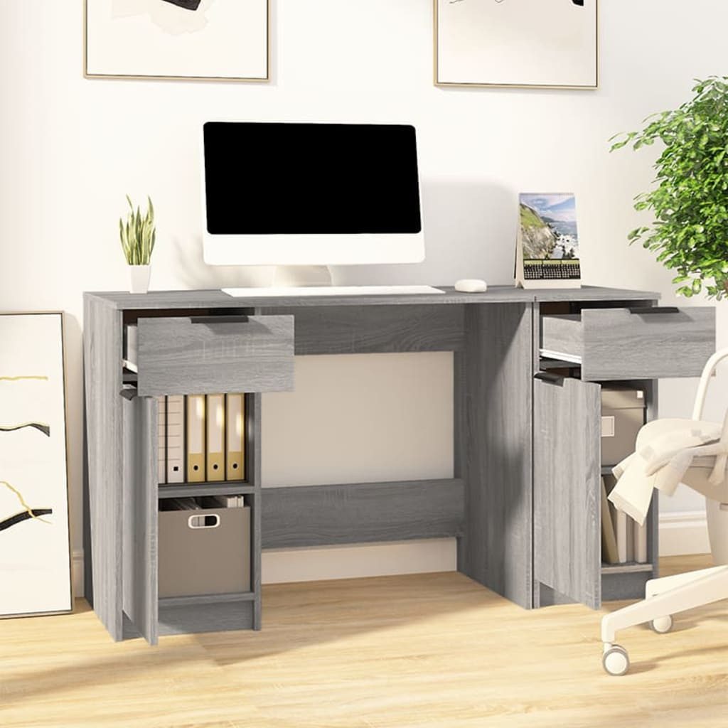 vidaXL Schreibtisch Schreibtisch mit Beistellschrank Grau günstig online kaufen