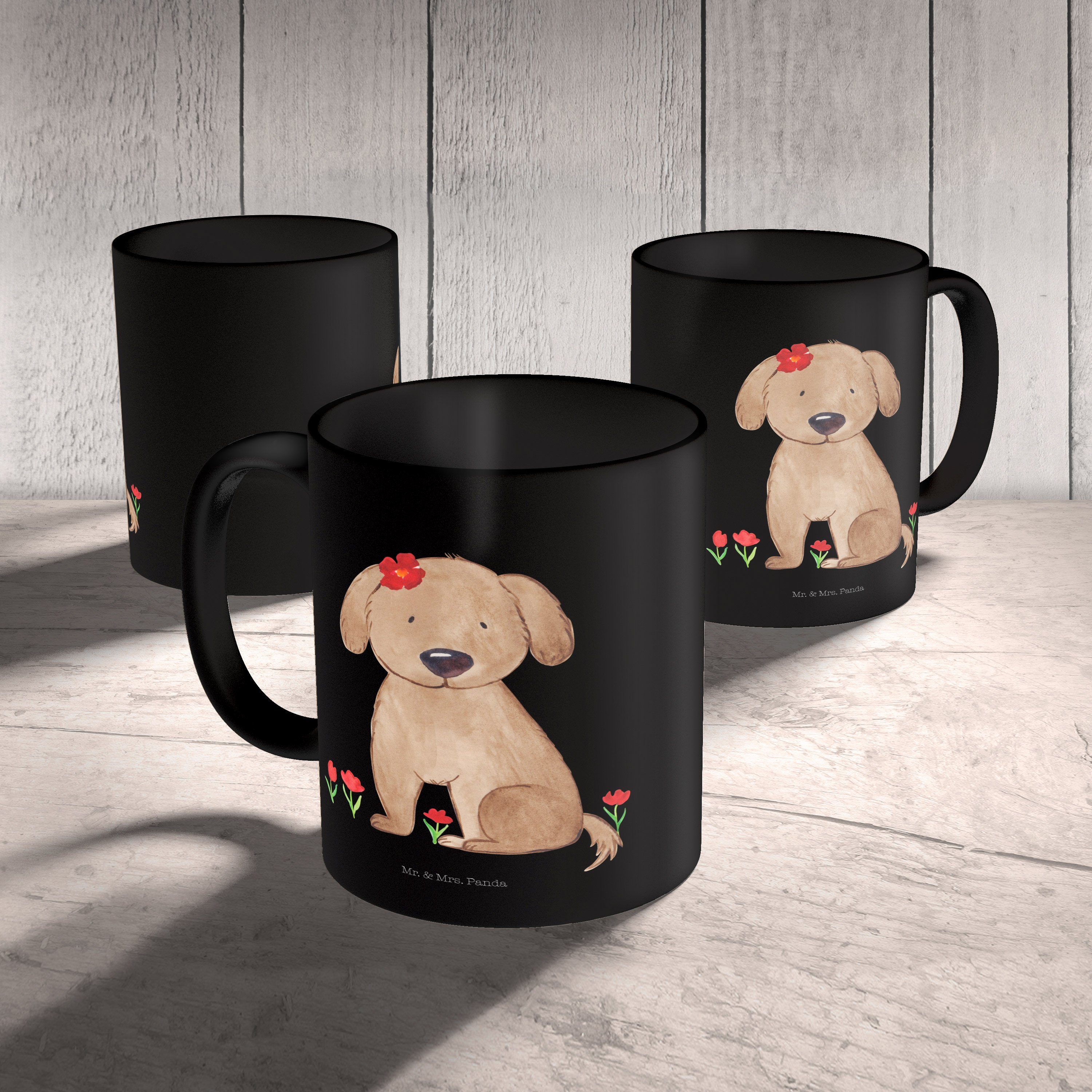 Mr. & Mrs. Panda Tasse - Hund Hundebesitzer, Schwarz Hundedame - Keramik Hundelie, Schwarz Geschenk, Sprüche