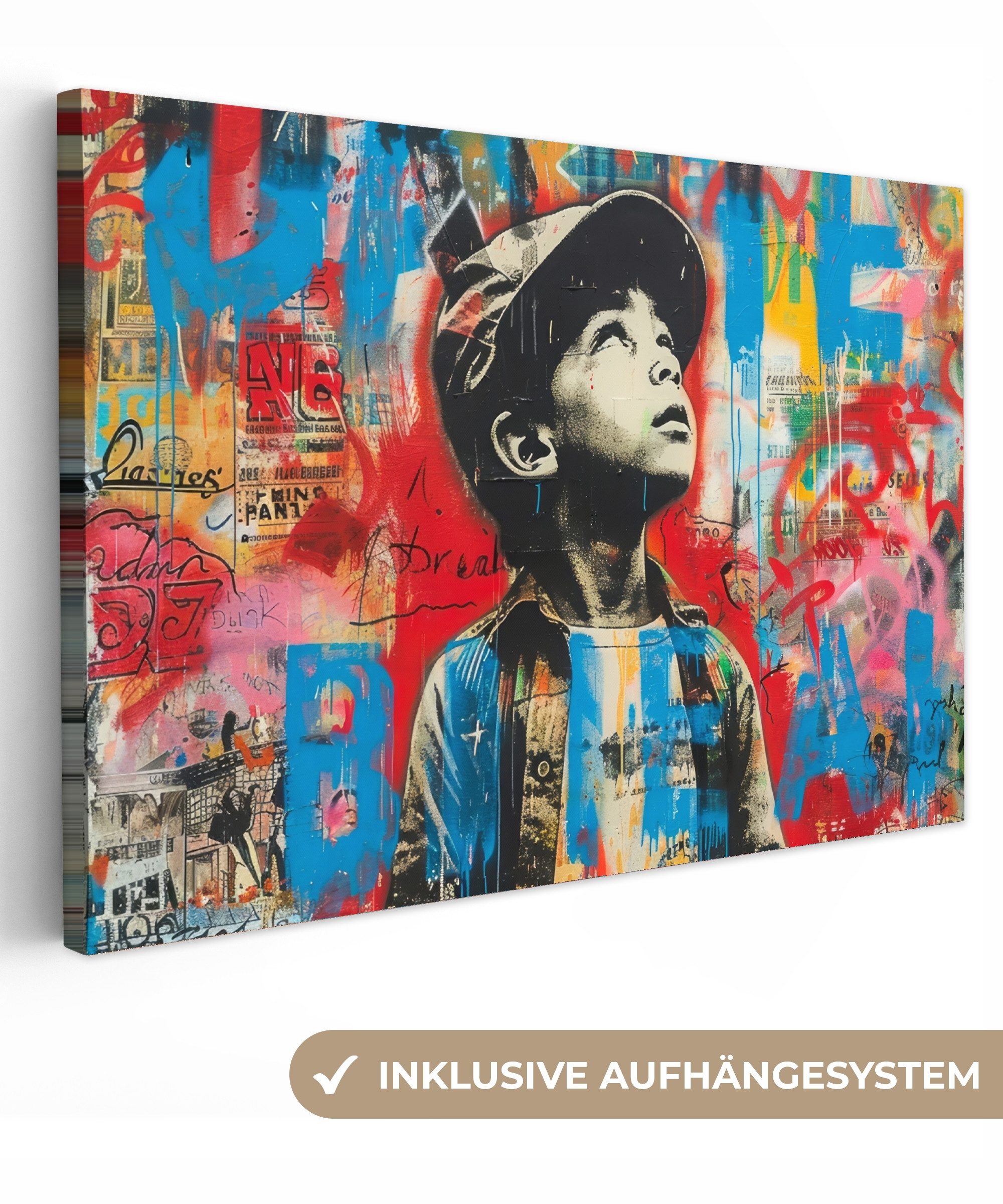 OneMillionCanvasses® Leinwandbild Graffiti - Junge - Straßenkunst - Farben, günstig online kaufen