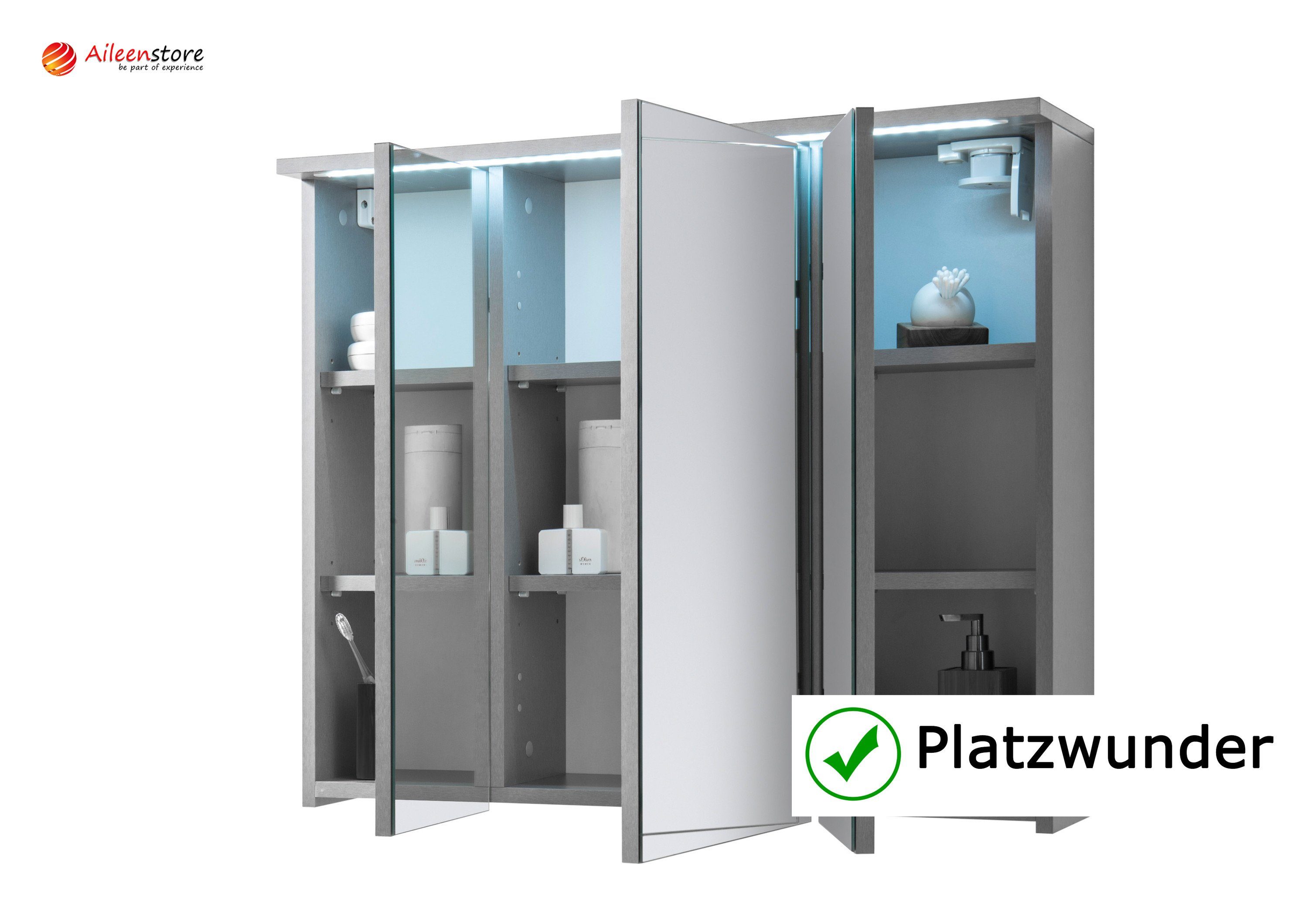 Aileenstore Spiegelschrank DUO Breite 80 cm, Schalter-/Steckdosenbox, LED-B günstig online kaufen