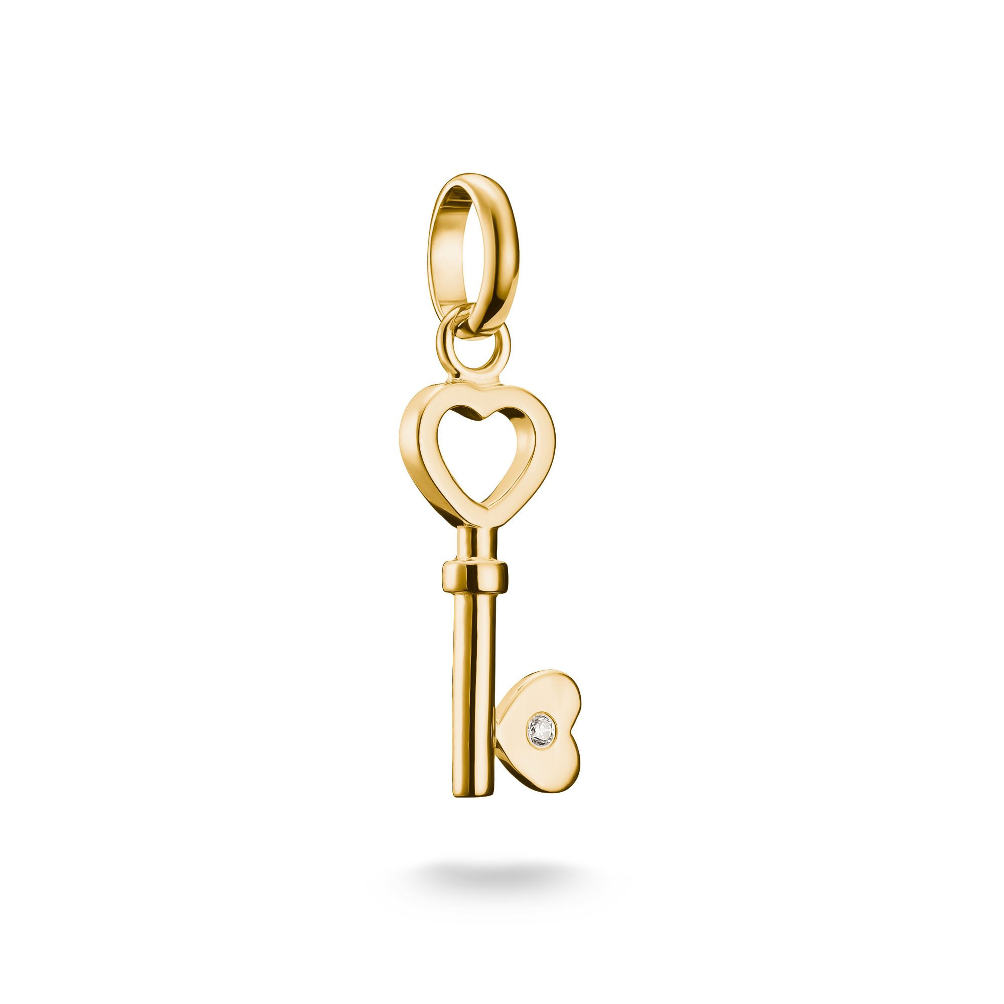 THOMAS SABO Charm Schlüssel Charm Liebesschlüssel vergoldet - Connect, mit Zirkonia (synth)