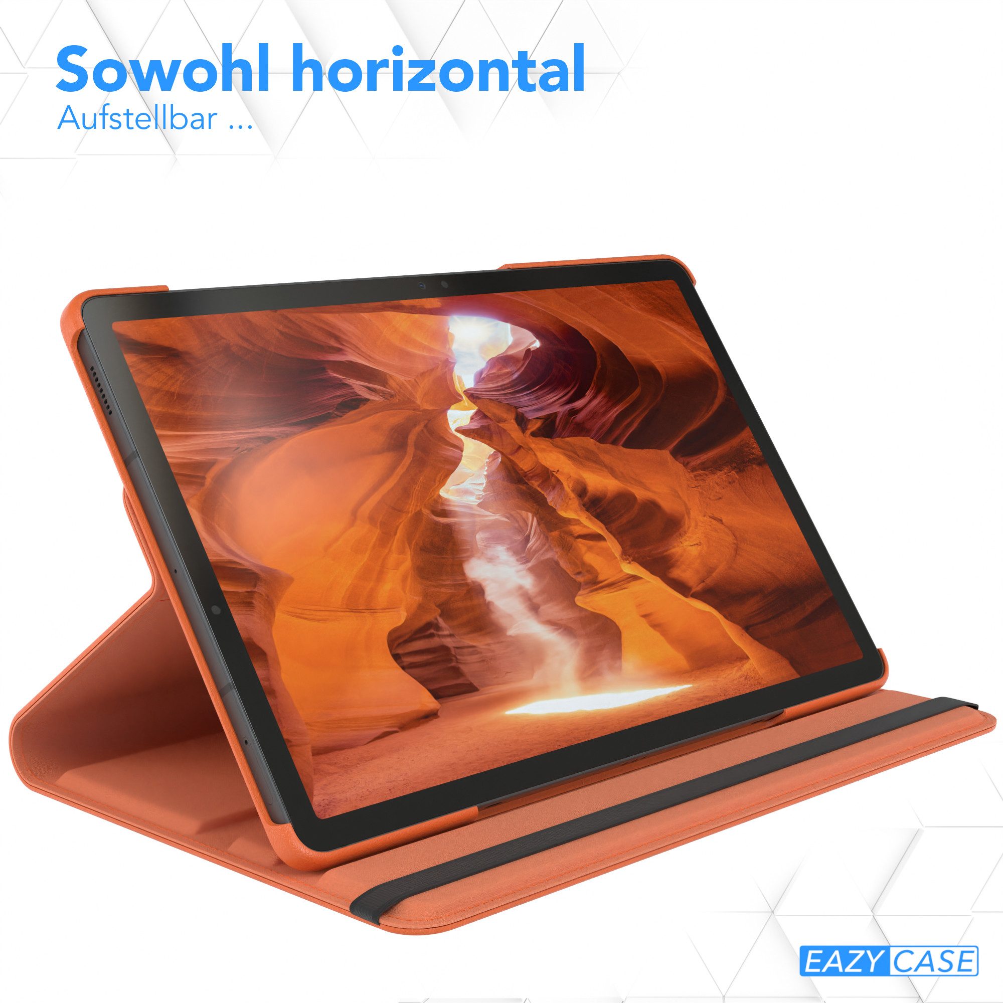 EAZY CASE Tablet-Hülle Rotation Case für Galaxy Tab S10 FE 10,9 Zoll, Tabletschutz robust magnetisch verstellbar Klappetui mit Deckel Orange – Bild 4 von 5