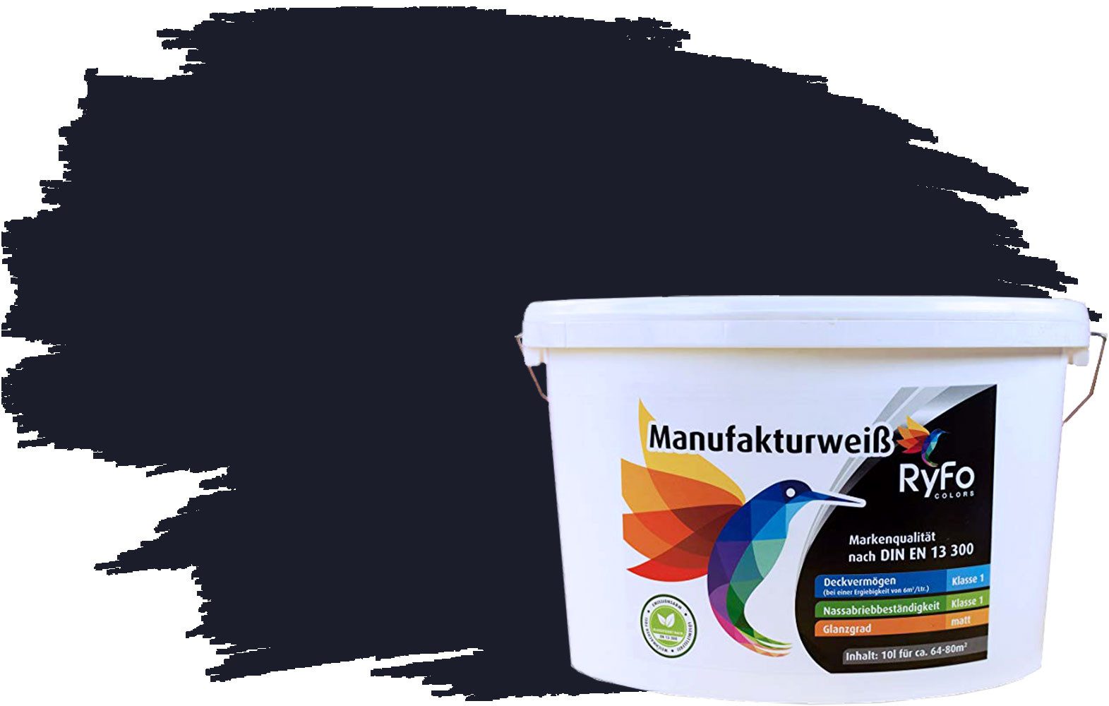 RyFo Colors Wand- und Deckenfarbe Manufakturweiß Brauntöne,1 L ca. 8 m², Deckkraft-/Nassabriebklasse 1, matt, atmungsaktiv, für Innenräume