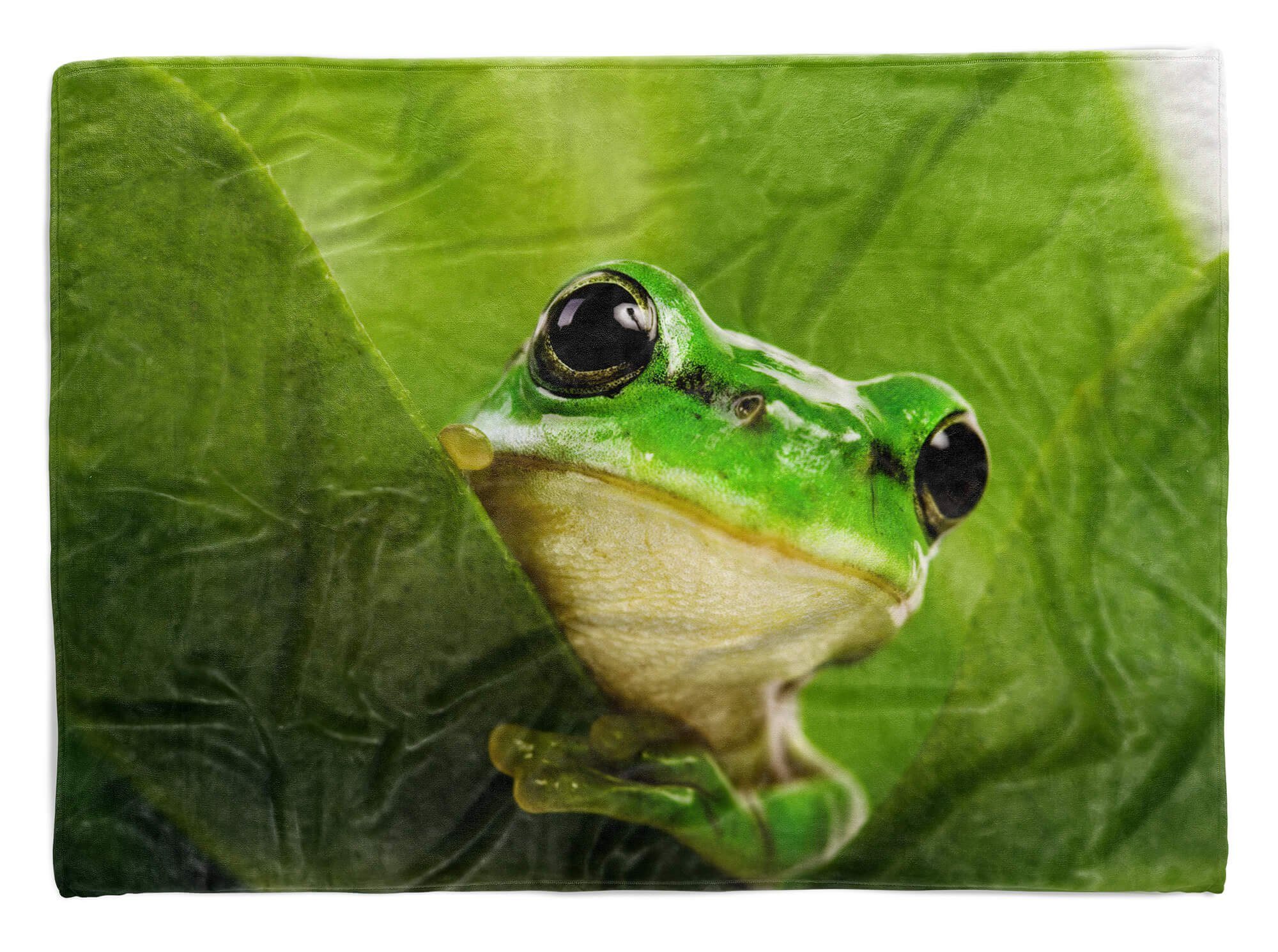 Kuscheldecke Wertigkeit Handtuch, die Handtücher unterstreicht (1-St), Grün, Saunatuch Art mit des samtweiche Handtuch Frosch Baumwolle-Polyester-Mix Tiermotiv Flauschige, Sinus Strandhandtuch Haptik