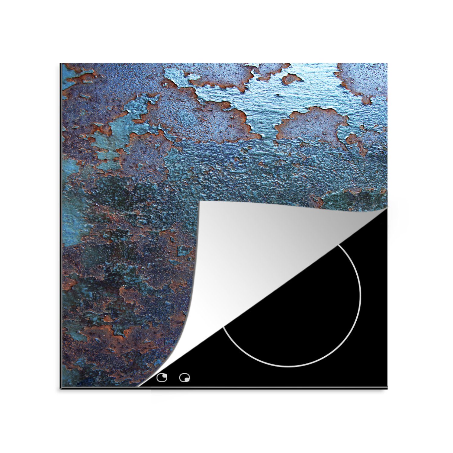 MuchoWow Herdblende-/Abdeckplatte Rost - Grün - Orange, Vinyl, (1 tlg), 78x78 cm, Ceranfeldabdeckung, Arbeitsplatte für küche | Herdabdeckplatten