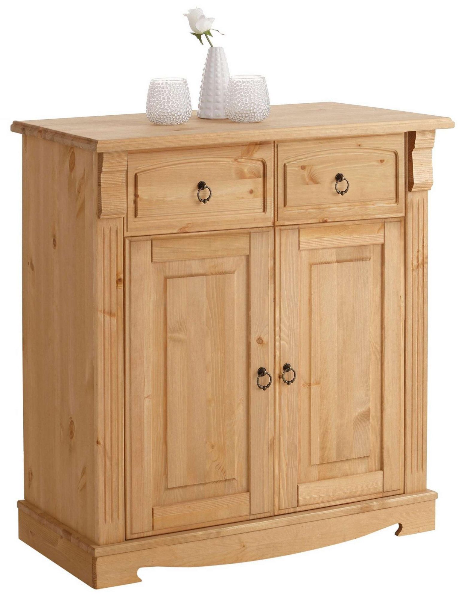 Home affaire Kommode Anna, Sideboard, Anrichte, Stauraumschrank (B/T/H: 130/40/91 cm), aus massiver Kiefer, Breite 94 cm, mit Kassettenoptik, FSC®