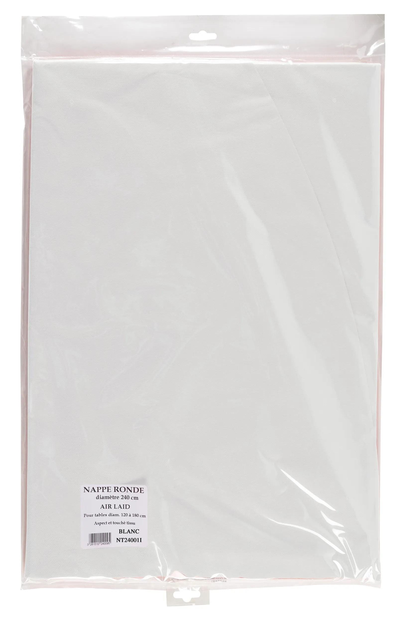 PROnappe Tischband 12x Runde Papiertischdecke, Airlaid, Ø 240 cm, Weiß NT24001I