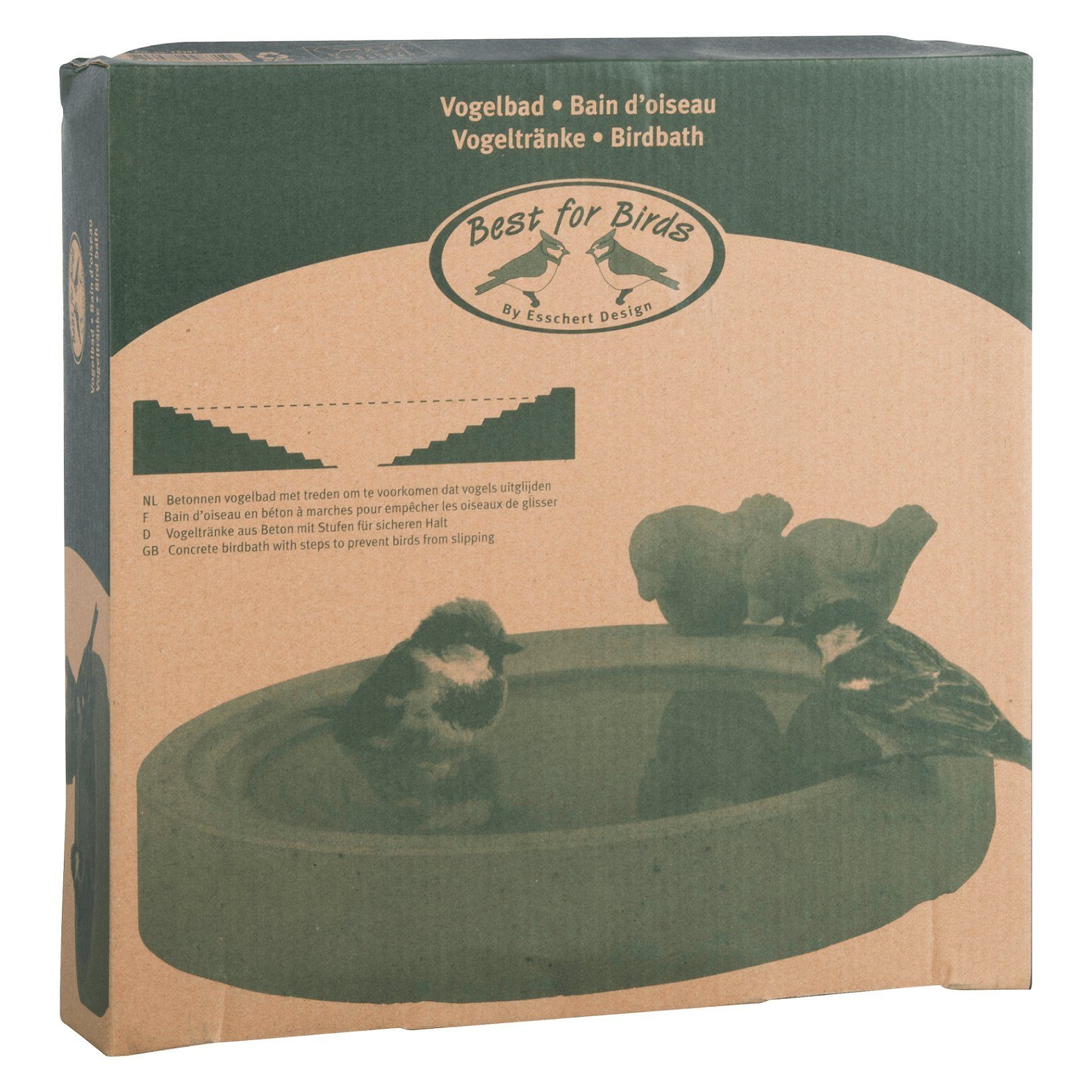 esschert design Vogeltränke Vogeltränke Vogelbad Vogelbecken Futterschale Beton Wasserstelle