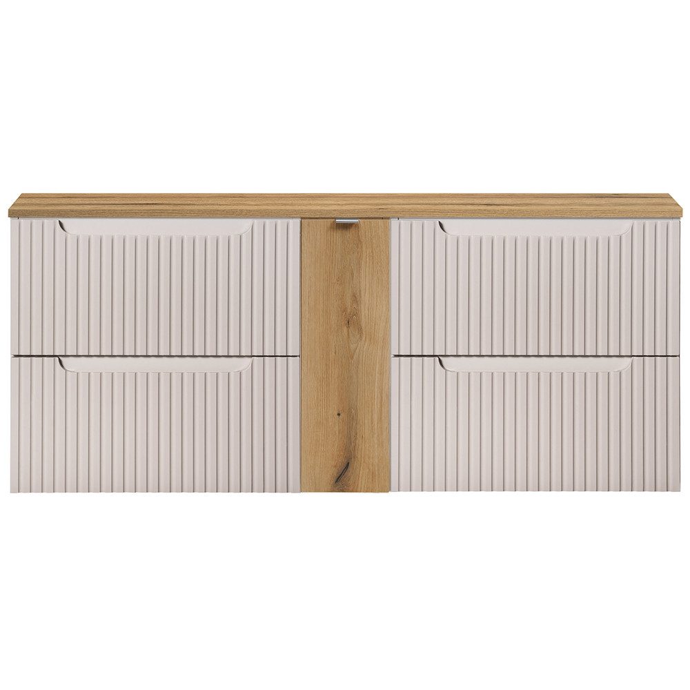 Lomadox Waschbeckenschrank NEWPORT-56-CASHMERE Waschtischunterschrank 140cm, kaschmir & Eiche