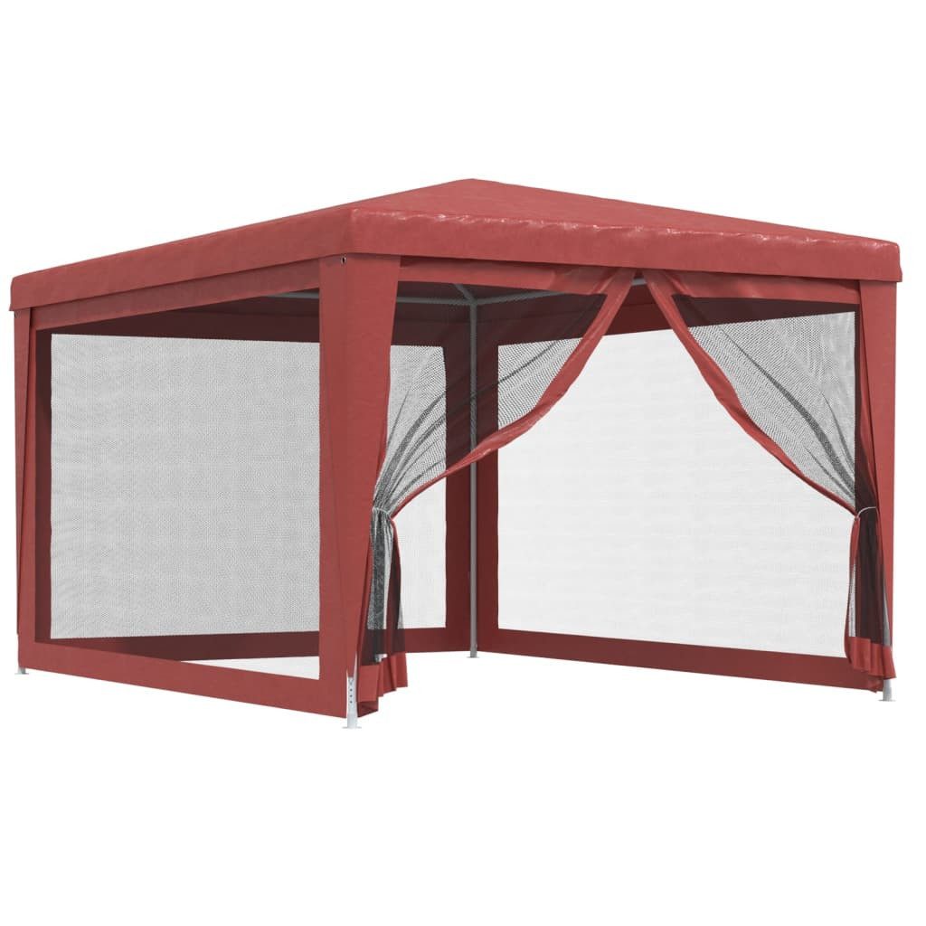 vidaXL Pavillon rot Pavillon Partyzelt mit 4 Mesh-Seitenwänden Rot 3x4 m HDPE