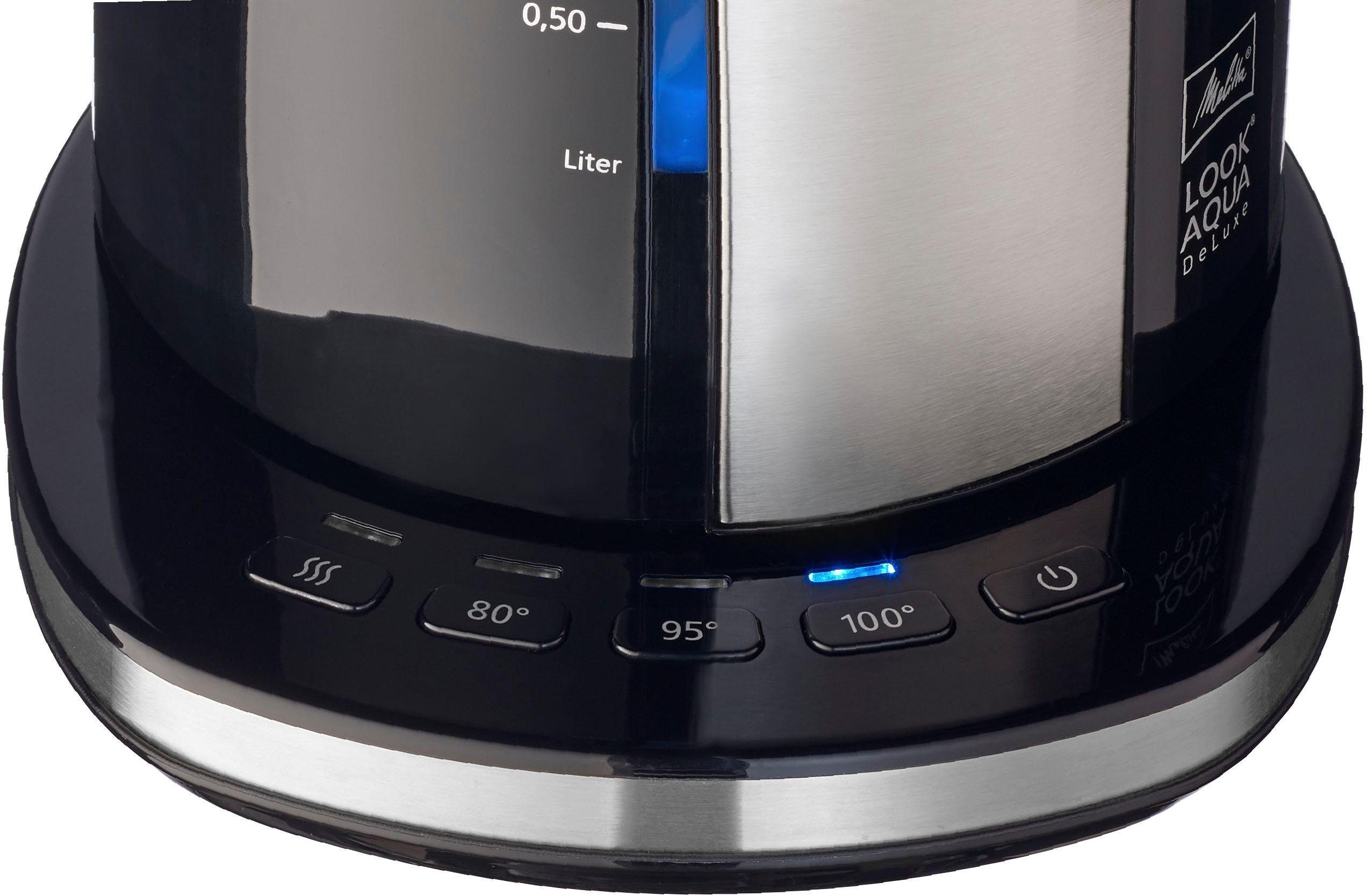 Melitta Wasserkocher Look Aqua Deluxe 1026-04, 1,7 l, 2400 W, Dreistufig einstellbare Temperatur (80°/95°/100)