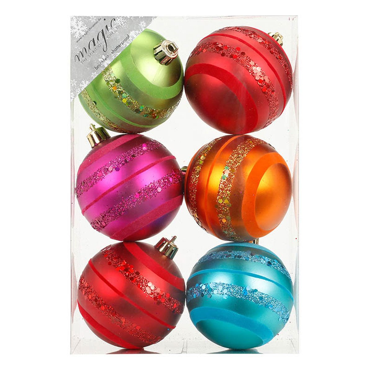 INGE-GLAS® Weihnachtsbaumkugel Новогодние шары MilleFiori, Ø 8 cm, 6 Stück, K