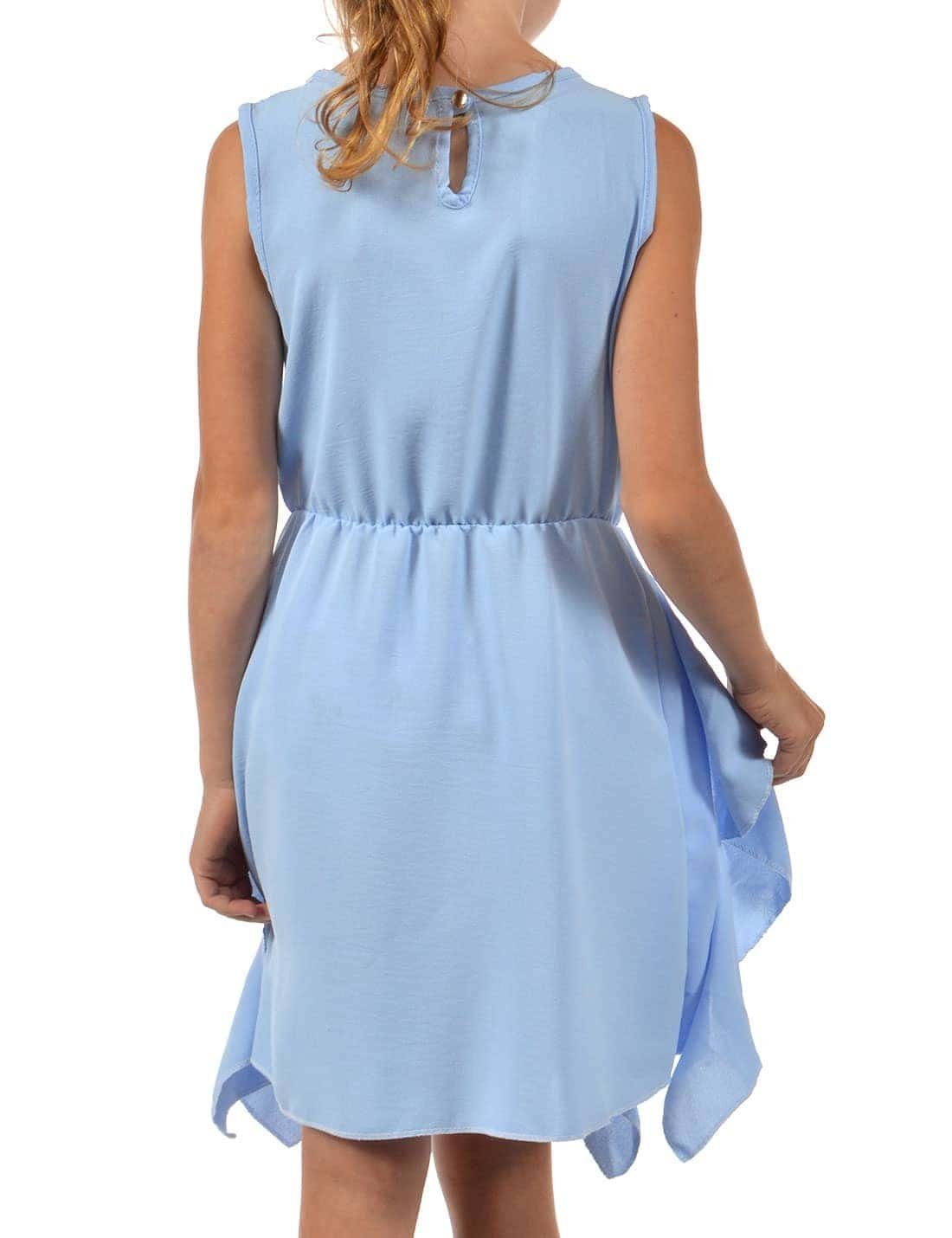 KMISSO Sommerkleid Mädchen Kleid (1-tlg) tragen Rock Volants zu und Hellblau bequem breite Träger am
