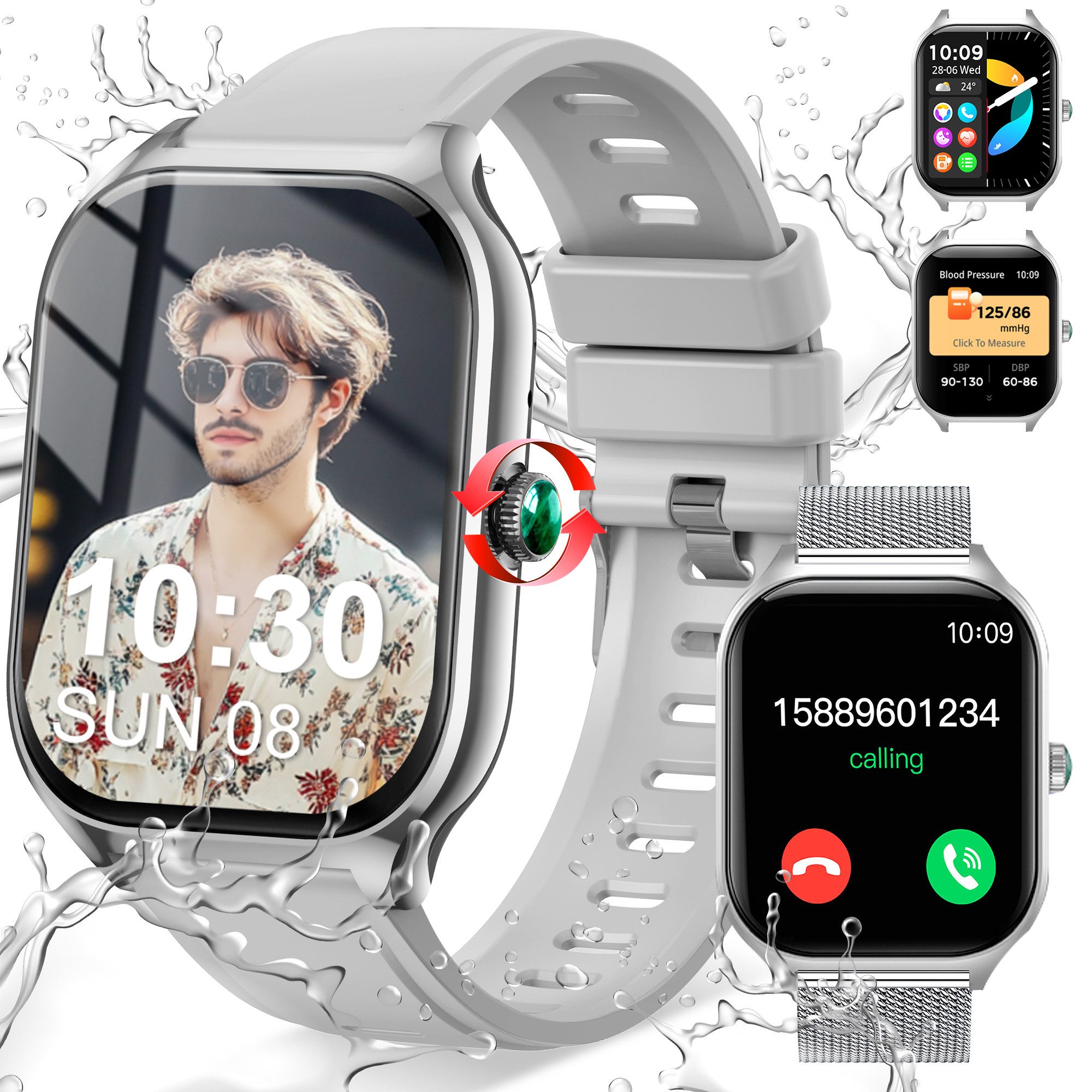 Smartwatch Damen Herren mit Telefonfunktion Smartwatch Smartwatch
