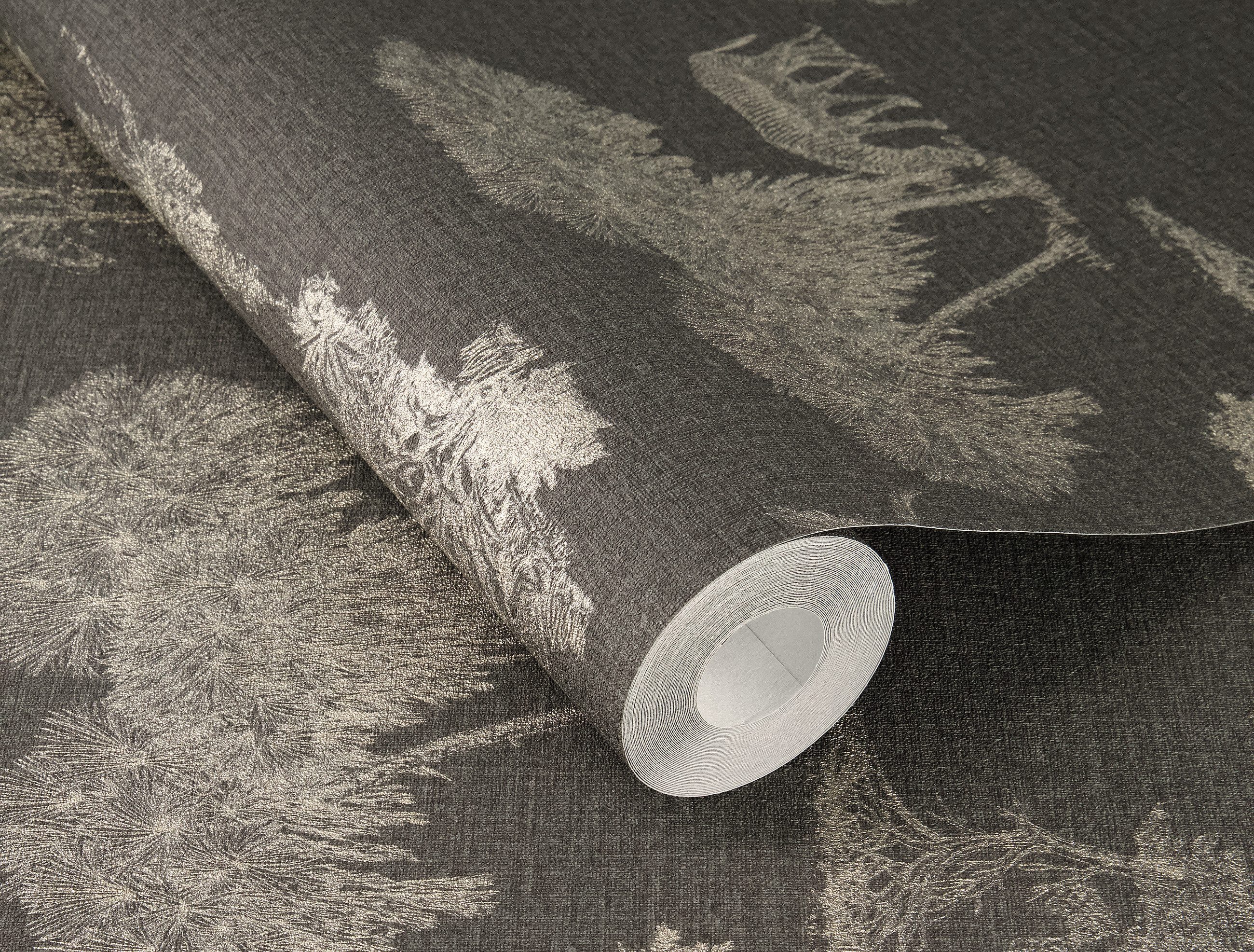 Rasch Vliestapete Safari-Motiv - Vinyltapete Schwarz Gold, Strukturoptik, (1 Rolle, 1 St., 10,05 m x 0,53 m), gute Lichtbeständigkeit, feucht abwischbar, restlos abziehbar