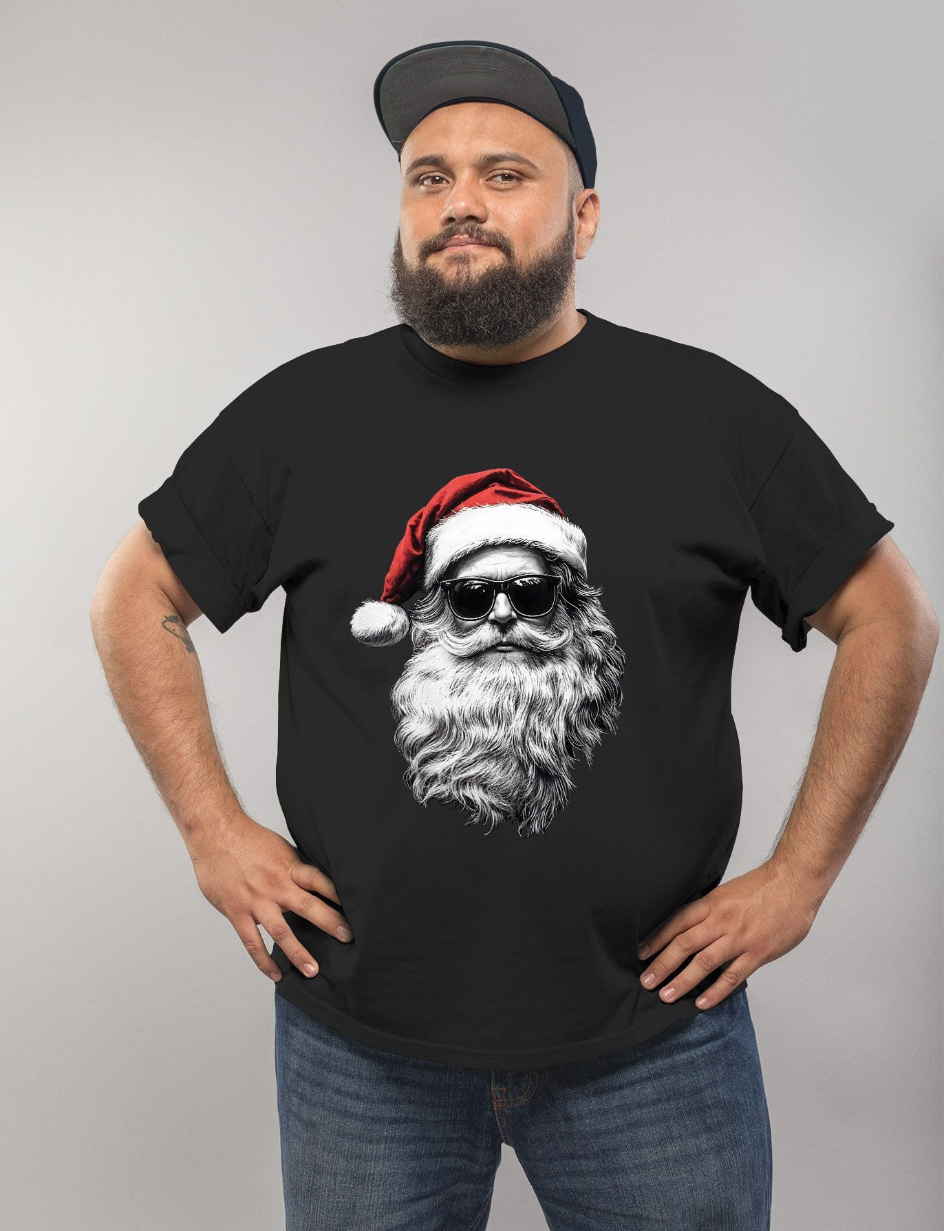MoonWorks Print-Shirt Herren T-Shirt Weihnachten Aufdruck Cooler Santa Weih günstig online kaufen