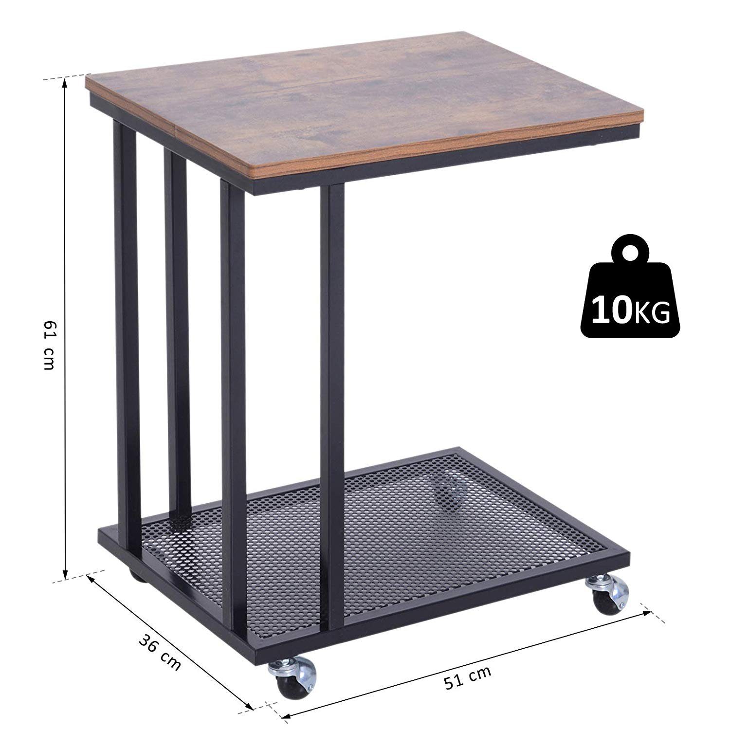 HOMCOM Beistelltisch Rollbarer Beistelltisch in C-Form – Bild 5 von 5