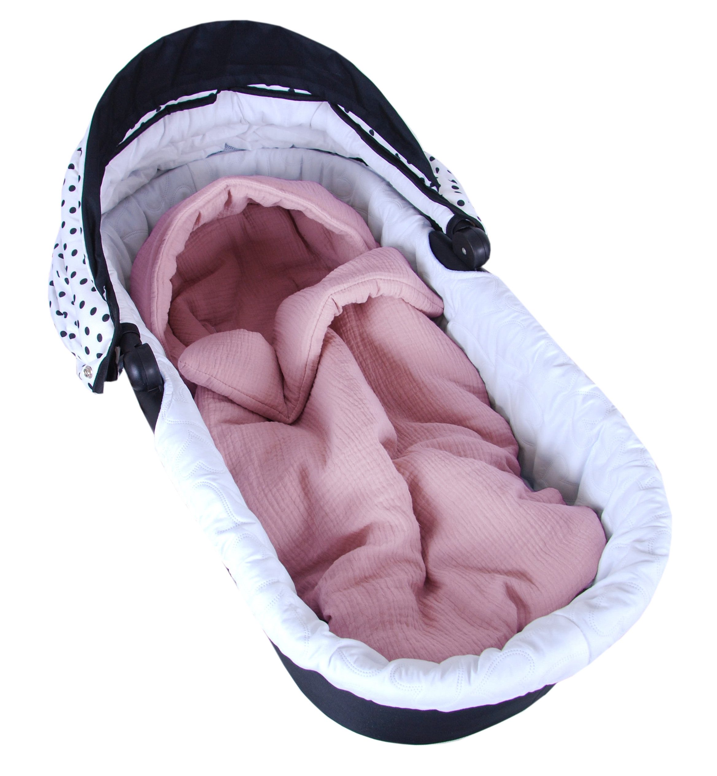 BabyLux Fußsack Sommerfußsack 90cm für Babyschale, Kinderwagen & Buggy Frühling Herbst, Musselin - Rosa Fußsack