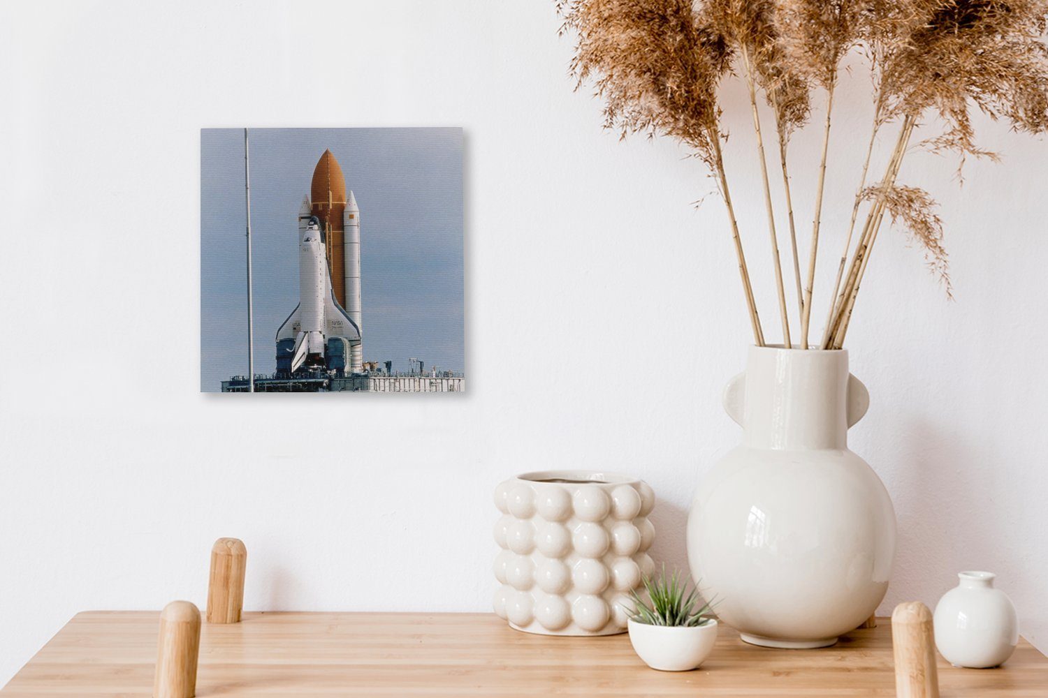 Startrampe Leinwandbild für Eine amerikanischen Bilder auf Wohnzimmer Flagge, Raumfähre OneMillionCanvasses® Schlafzimmer mit der Leinwand (1 St), der