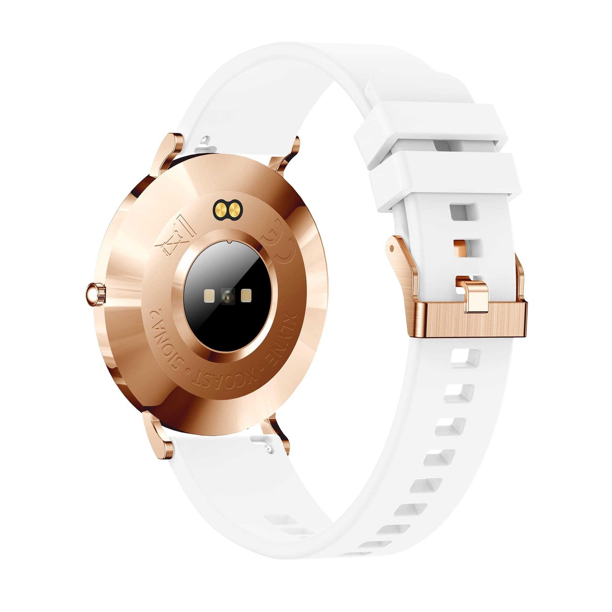 XCOAST Flache Frauen Smartwatch für schmale Handgelenke, Damen Smartwatch (4,2 cm) Fitnesstracker Damen, Valentinstag Geschenk, 2-tlg., neueste Generation, wasserdicht, ultra flach, Puls, Blutdruck, brillante Farben, AMOLED, 7 Tage Akku