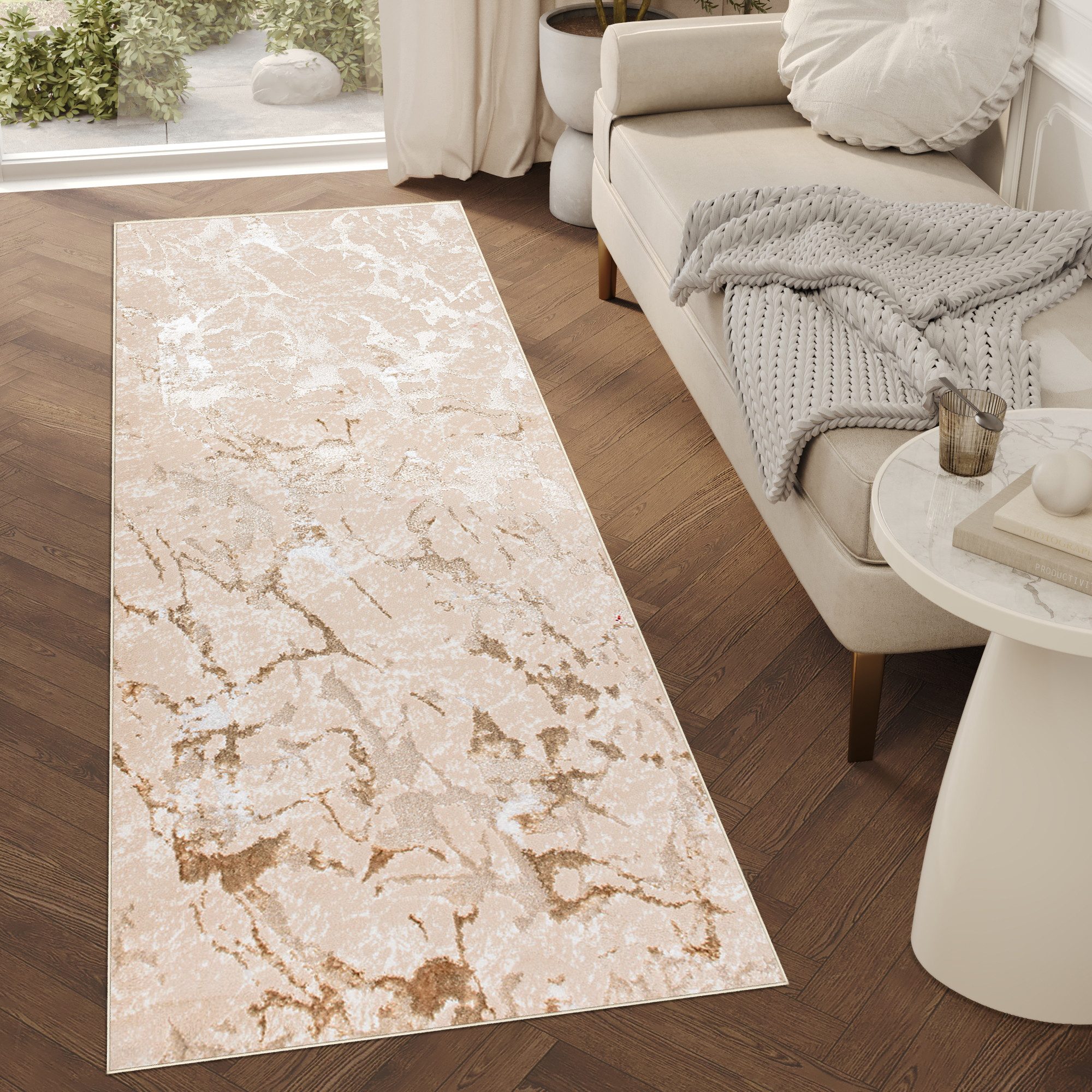 Tapiso Läufer CRYSTAL, rechteckig, Höhe: 8 mm, Kurzflor Flurläufer Schimmereffekt, pflegeleicht, Meterware