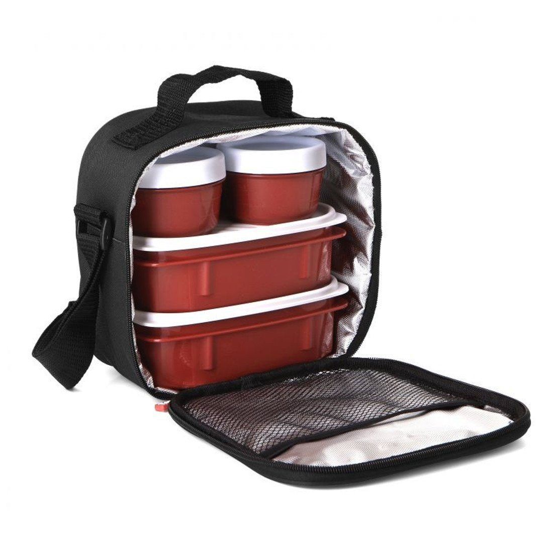 Sanixa Lunchbox Babynahrung Kühlung Medikamente Vesper, Polyester, (5-tlg), Lunchbox schwarz Kühltasche Lunchtasche für Lebensmittel