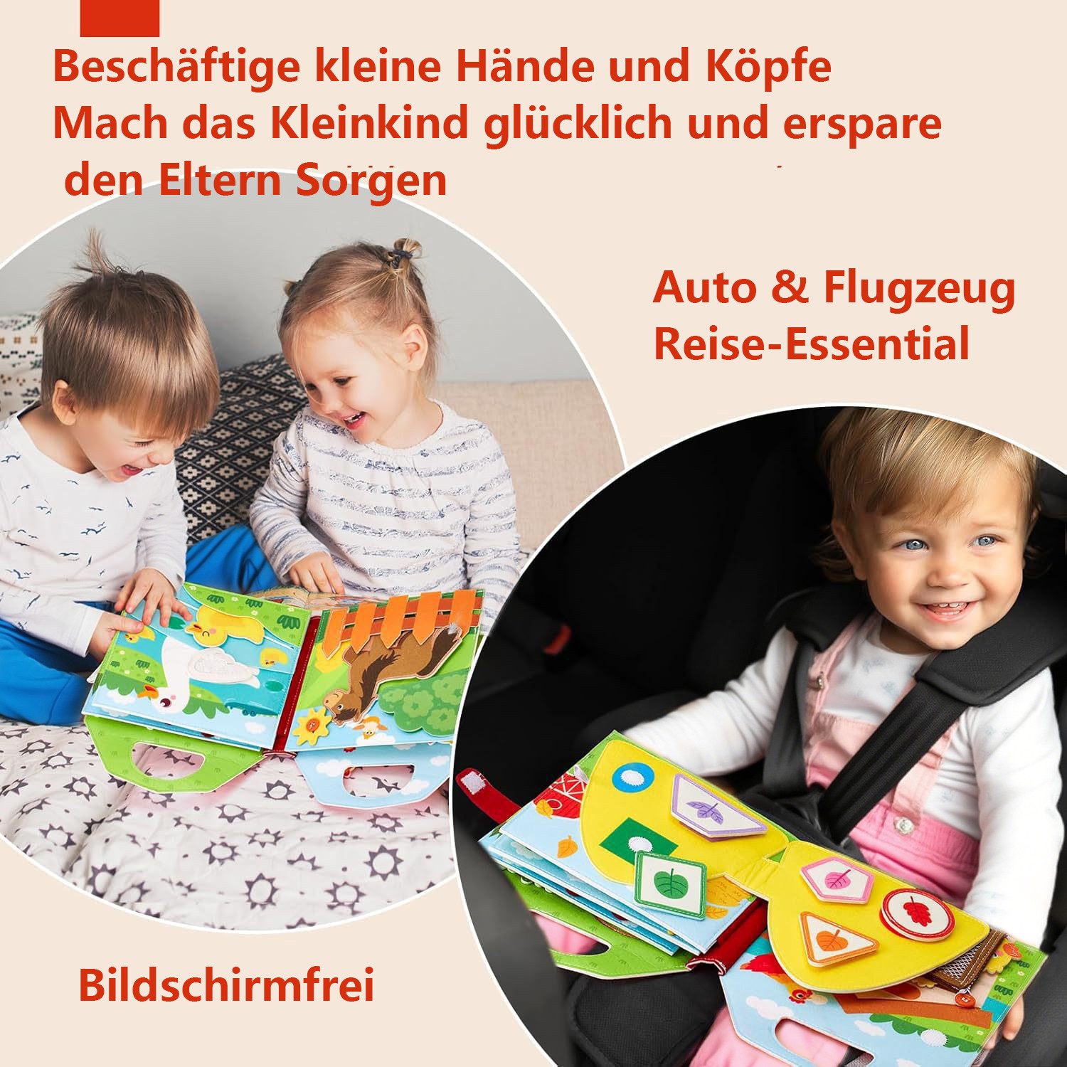 MINISO Lernspielzeug Busy Board für Kinder - Activity Board Montessori Spielzeug, (Motorik Lernspielzeug 3D Filz Bauernhof Quiet Book Book)ab 1 5 Jahr – Bild 5 von 5