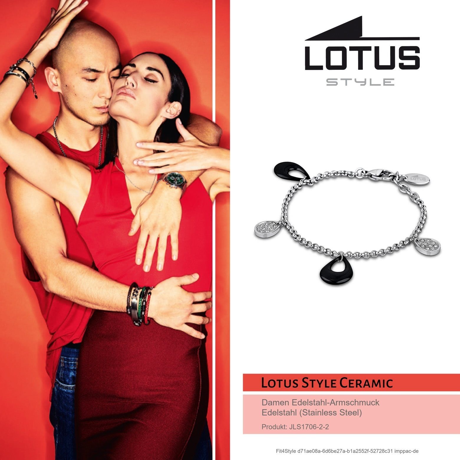 Style Damen Style Lotus schwarz für Armbänder Edelstahlarmband Edelstahl Lotus (Armband), LS1706-2/2 Armband (Stainless Steel)