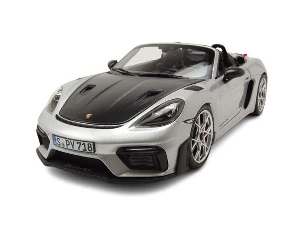 Norev Modellauto Porsche 718 Spyder RS Weissach Package 2023 silber, Maßstab 1:18