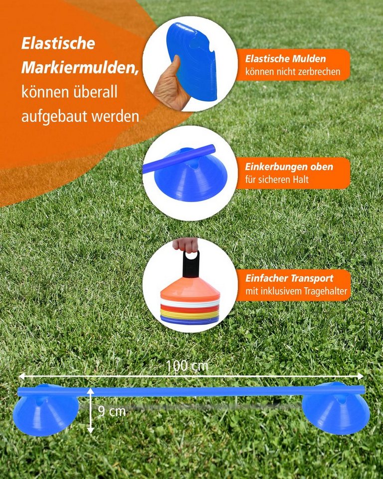 Thumbnail - Superhund Agility-Hürde Cavaletti Mini-Hürden 5er Set mit Blauen Markiermulden Stange 100 cm F, Kunststoff