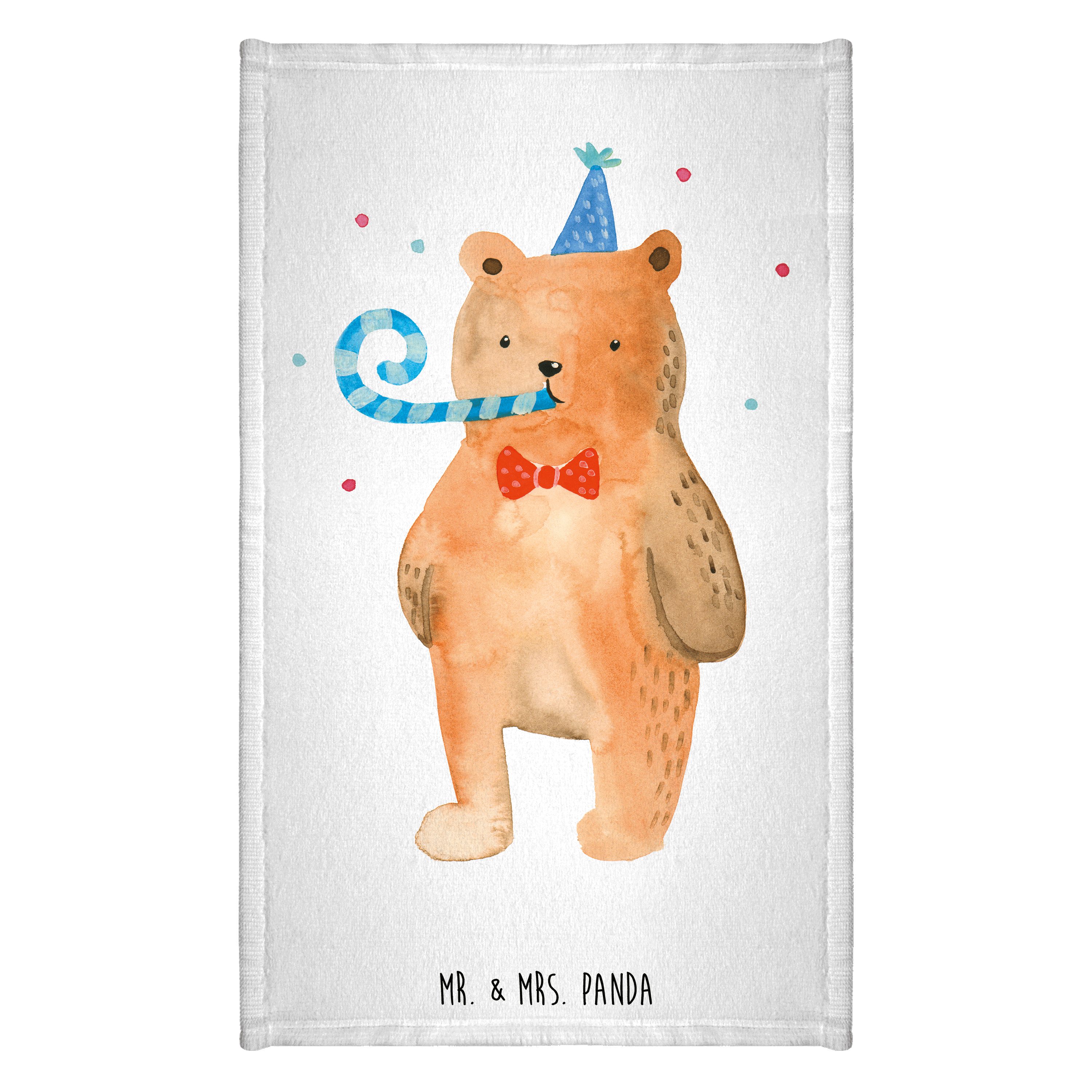 Handtuch Bär Geburtstag - Weiß - Geschenk, Gästetuch, Teddy, Happy Birthday, R