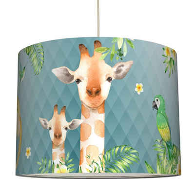 anna wand Pendelleuchte Lampenschirm Jolly Jungle blau - Kinderzimmer Lampe Dschungel, Plug & Shine, LED wechselbar