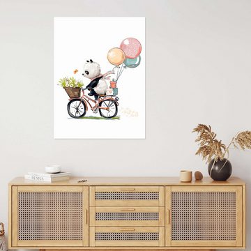 Posterlounge Wandfolie Eve Farb, Panda auf dem Fahrrad, Jungenzimmer Kindermotive