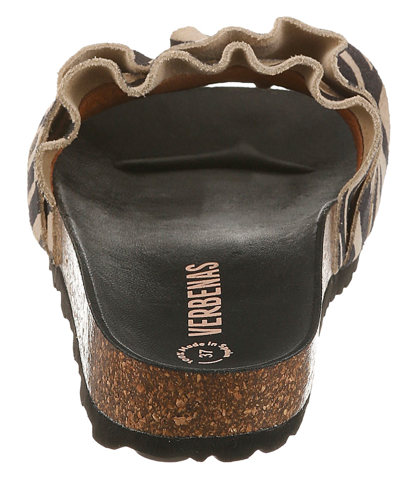 VERBENAS ROCIO Pantolette Strandschuh, Sommerschuh, Urlaubsschuh mit Rüschen